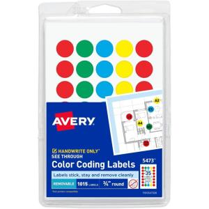 imageAvery SeeThrough ColorCoding Removable Labels 34 Inch Round Labels Assorted Translucent Colors NonPrintable 1015 Dot Stickers Total 5473