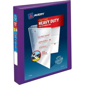 imageAveryR HeavyDuty View 3 Ring Binder 1quot OneTouch EZDR Rings 1 Purple Binder 79771Purple