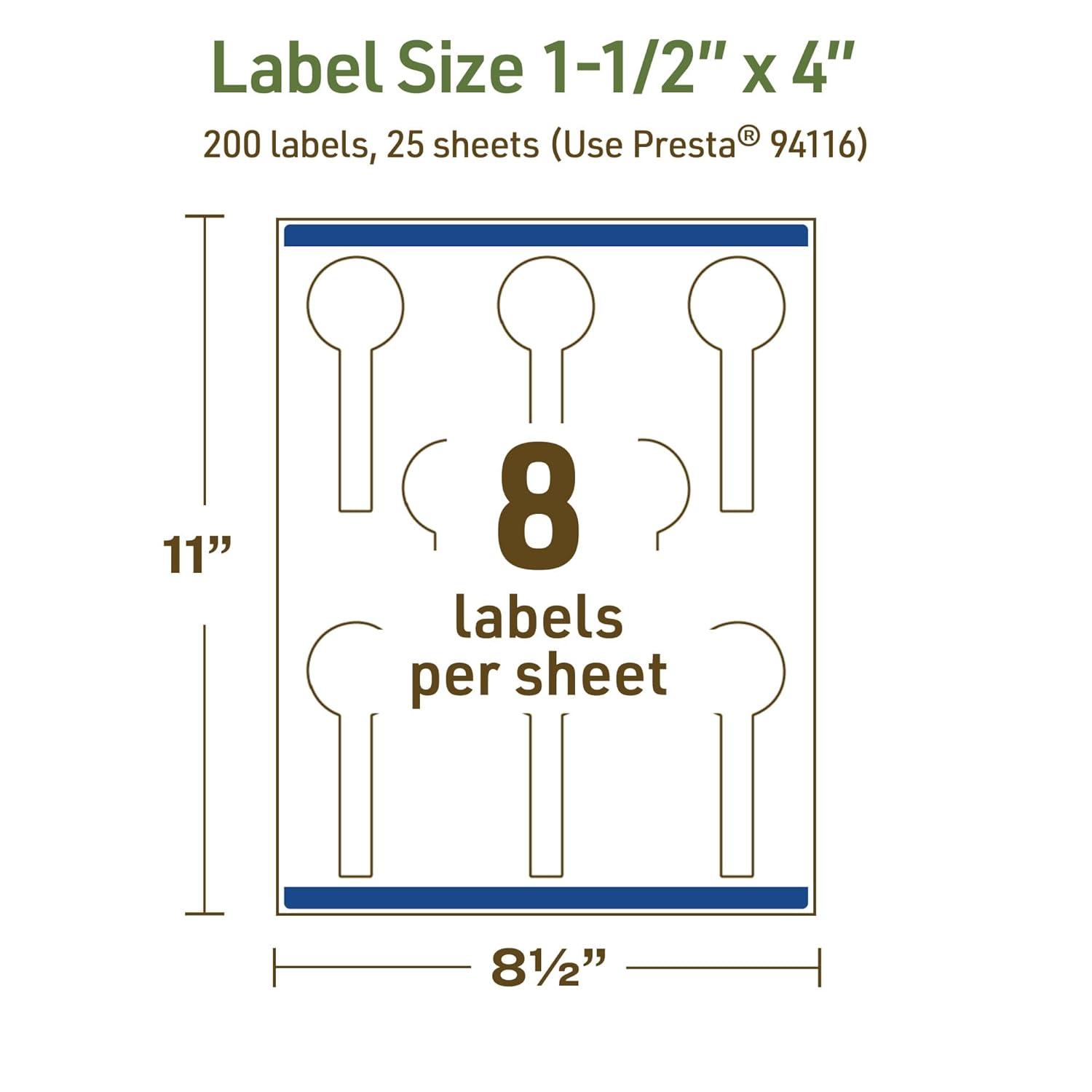 imageAvery Dissolvable Lollipop Labels Sure Feed Technology 15quot x 4quot Matte White PrinttoTheEdge LaserInkjet Printable 40 Labels Total200 labels