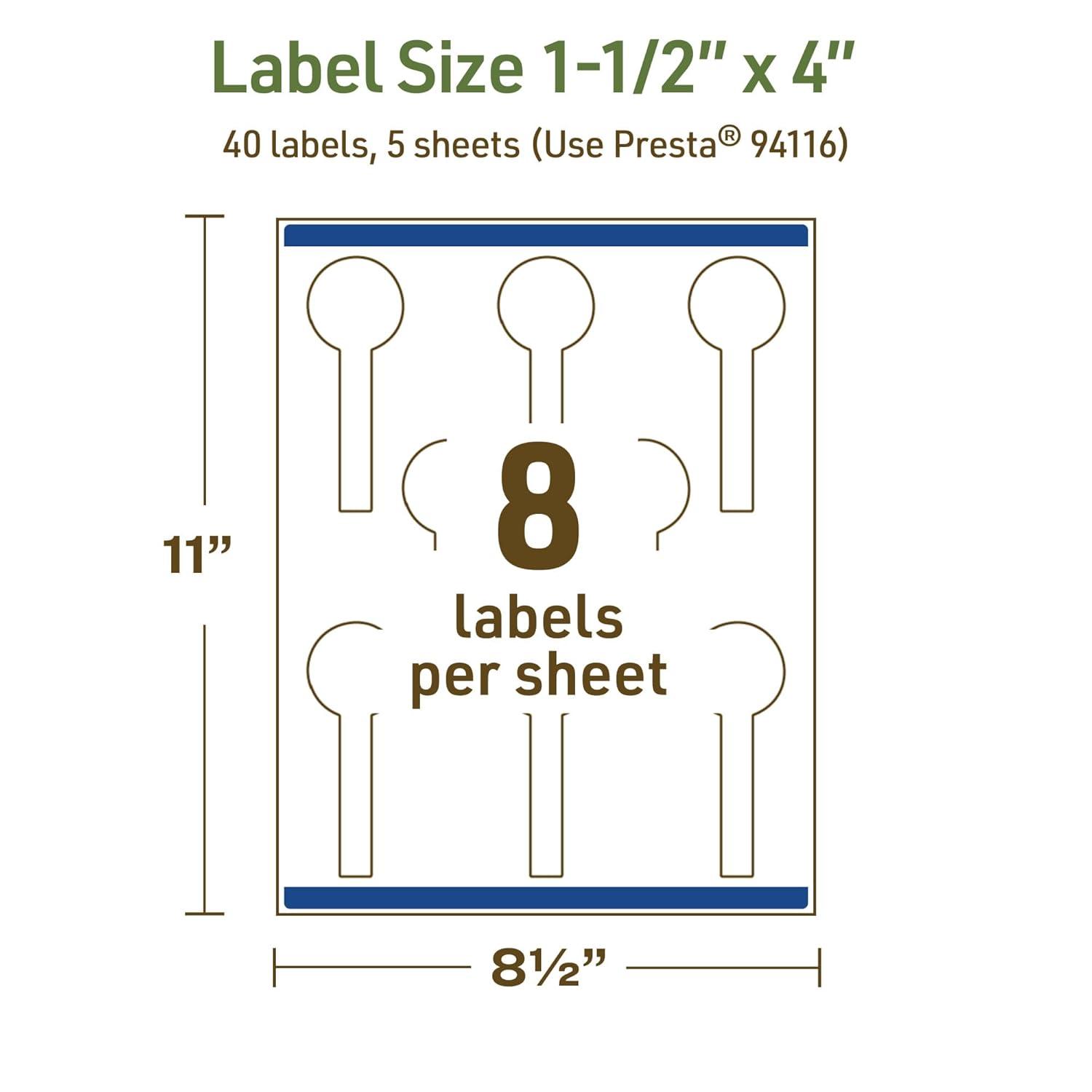 imageAvery Dissolvable Lollipop Labels Sure Feed Technology 15quot x 4quot Matte White PrinttoTheEdge LaserInkjet Printable 40 Labels Total40 labels