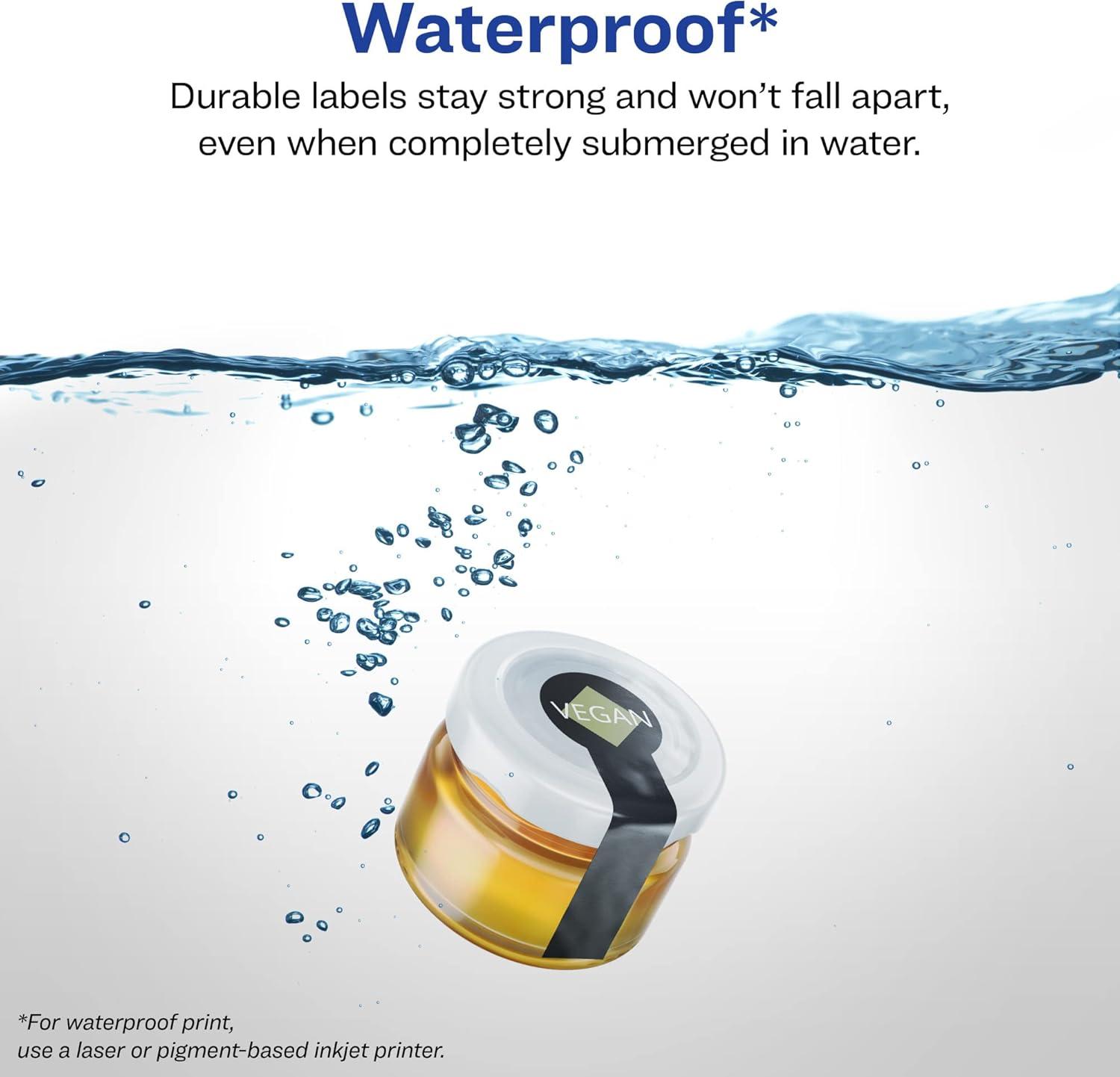 imageAvery Durable Waterproof Lollipop Labels Sure Feed Technology 15quot x 4quot 80 Total Oil and TearResistant Waterproof Labels PrinttoTheEdge LaserPigmentBased Inkjet Printable800 labels