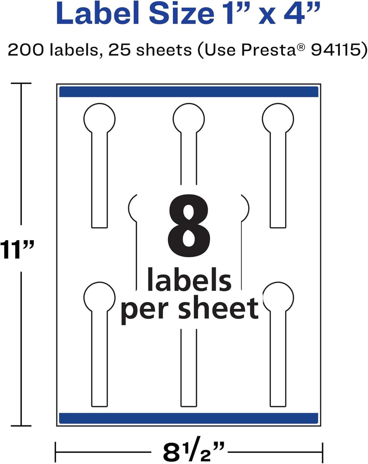 imageAvery Durable Waterproof Lollipop Labels Sure Feed Technology 1quot x 4quot 80 Total Oil and TearResistant Waterproof Labels PrinttoTheEdge LaserPigmentBased Inkjet Printable200 labels