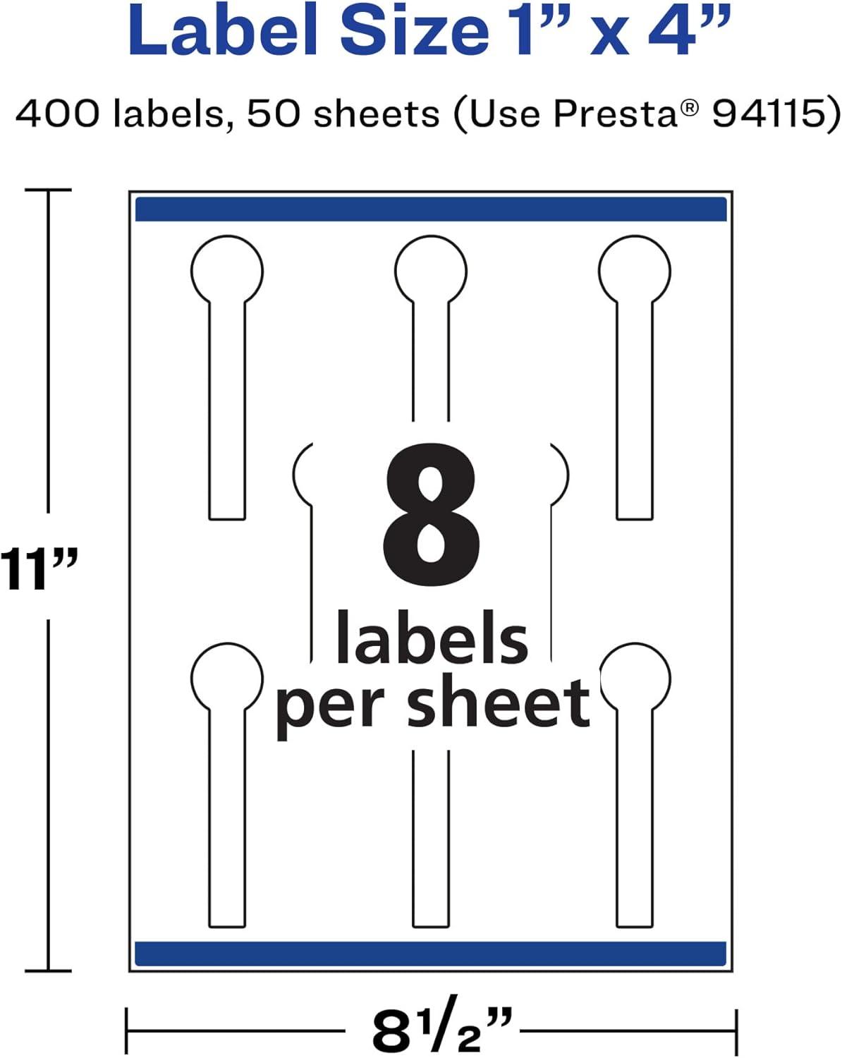 imageAvery Durable Waterproof Lollipop Labels Sure Feed Technology 1quot x 4quot 80 Total Oil and TearResistant Waterproof Labels PrinttoTheEdge LaserPigmentBased Inkjet Printable400 labels