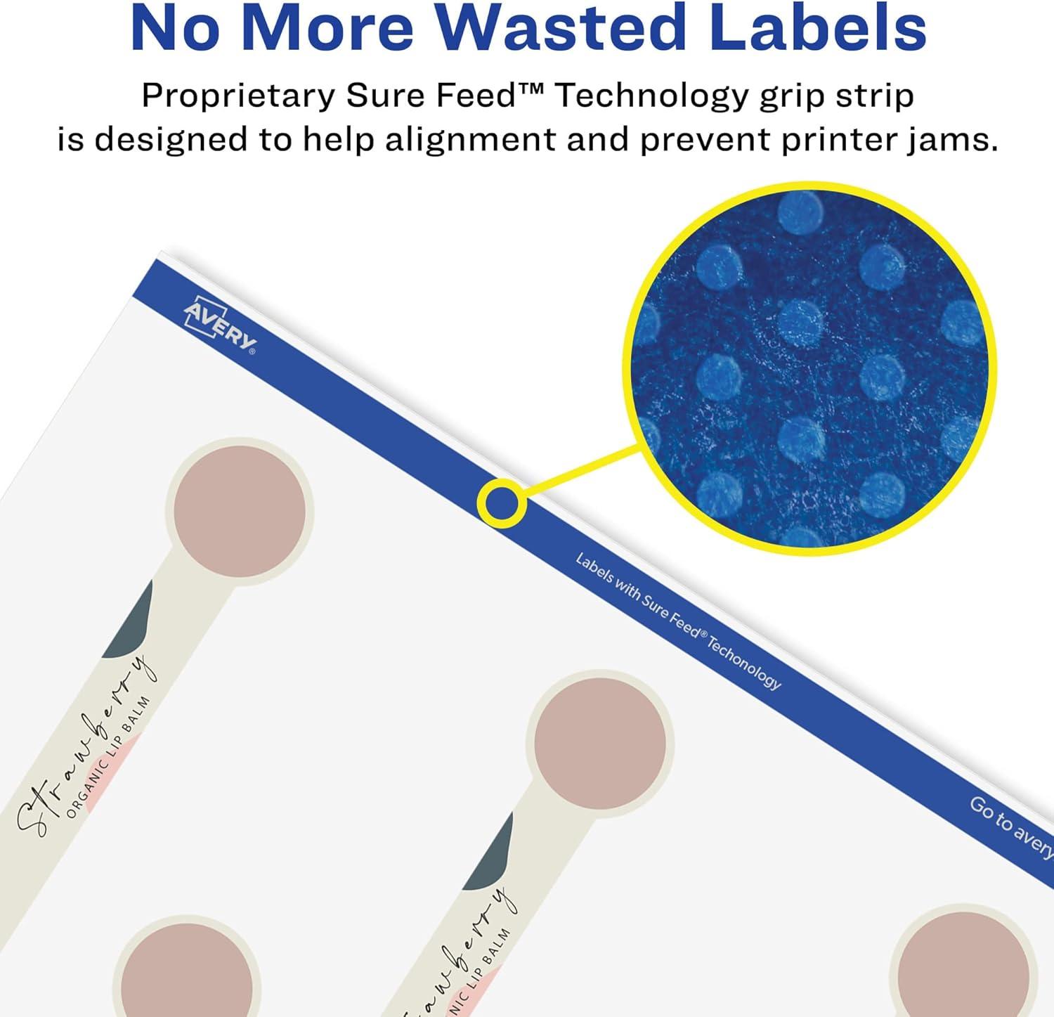 imageAvery Durable Waterproof Lollipop Labels Sure Feed Technology 1quot x 4quot 80 Total Oil and TearResistant Waterproof Labels PrinttoTheEdge LaserPigmentBased Inkjet Printable800 labels