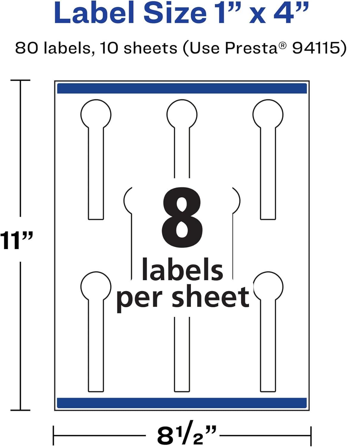 imageAvery Durable Waterproof Lollipop Labels Sure Feed Technology 1quot x 4quot 80 Total Oil and TearResistant Waterproof Labels PrinttoTheEdge LaserPigmentBased Inkjet Printable80 labels