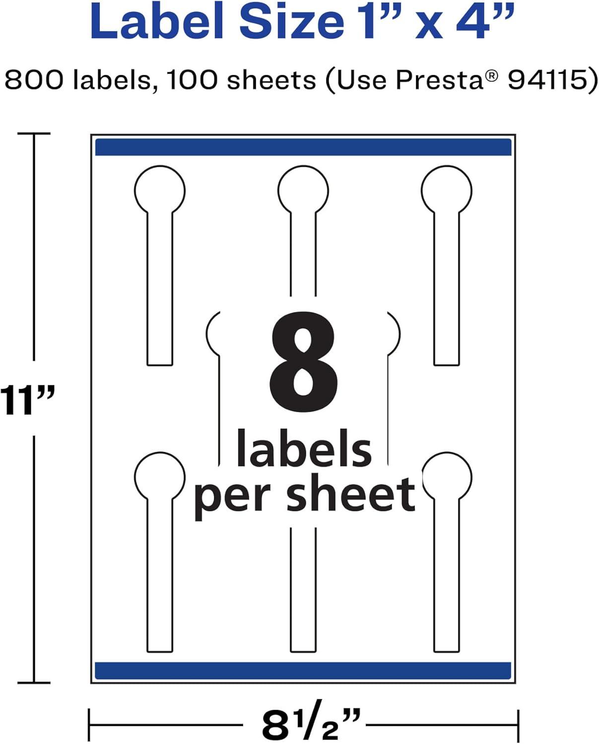 imageAvery Durable Waterproof Lollipop Labels Sure Feed Technology 1quot x 4quot 80 Total Oil and TearResistant Waterproof Labels PrinttoTheEdge LaserPigmentBased Inkjet Printable800 labels
