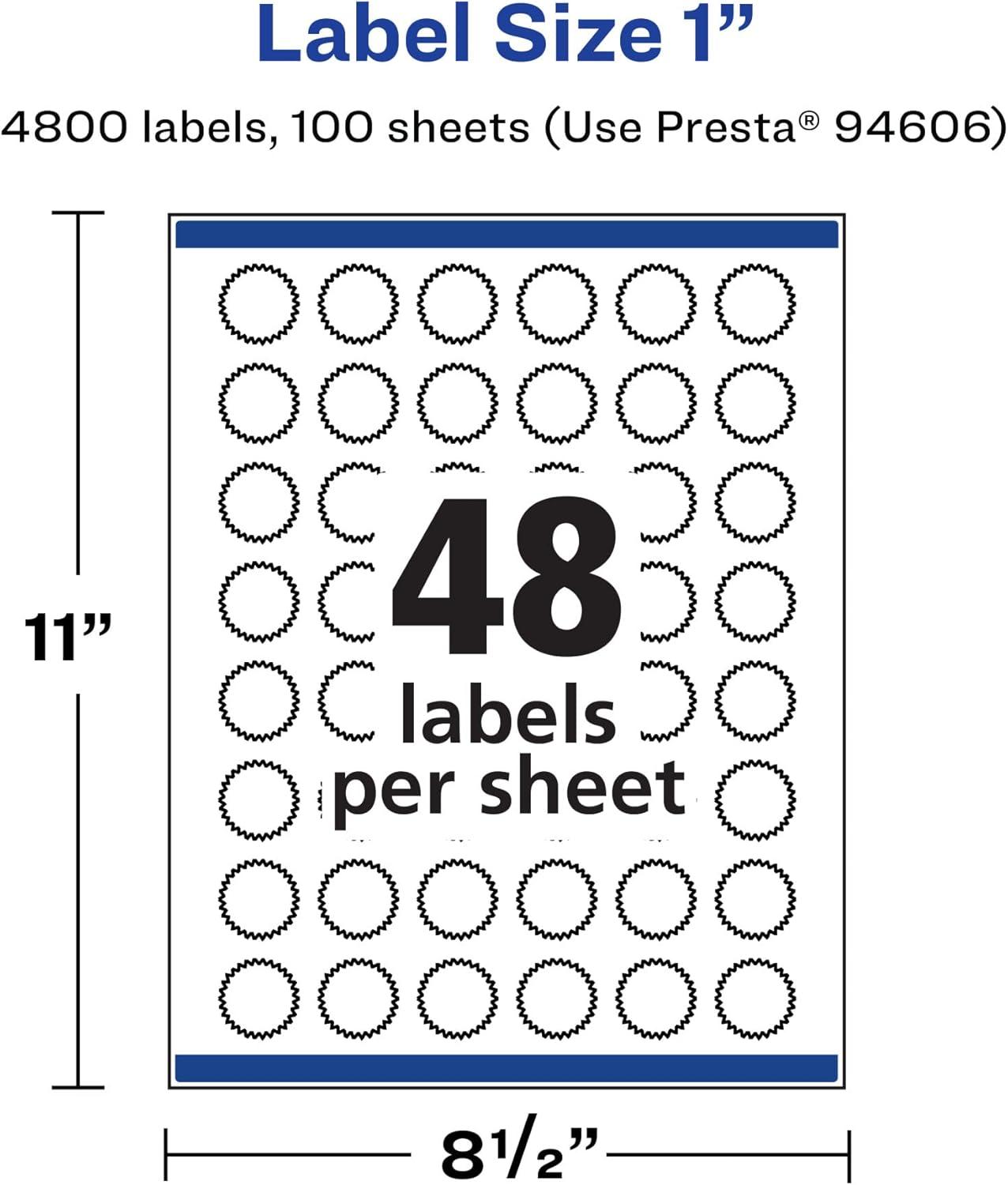 imageAvery Durable Waterproof Starburst Labels Sure Feed Technology 1quot 480 Total Oil and TearResistant Waterproof Labels PrinttoTheEdge LaserPigmentBased Inkjet Printable4 800 labels
