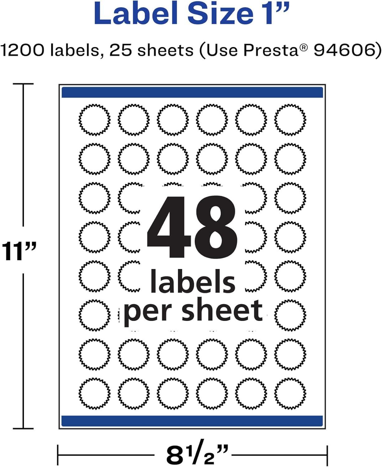 imageAvery Durable Waterproof Starburst Labels Sure Feed Technology 1quot 480 Total Oil and TearResistant Waterproof Labels PrinttoTheEdge LaserPigmentBased Inkjet Printable1 200 labels