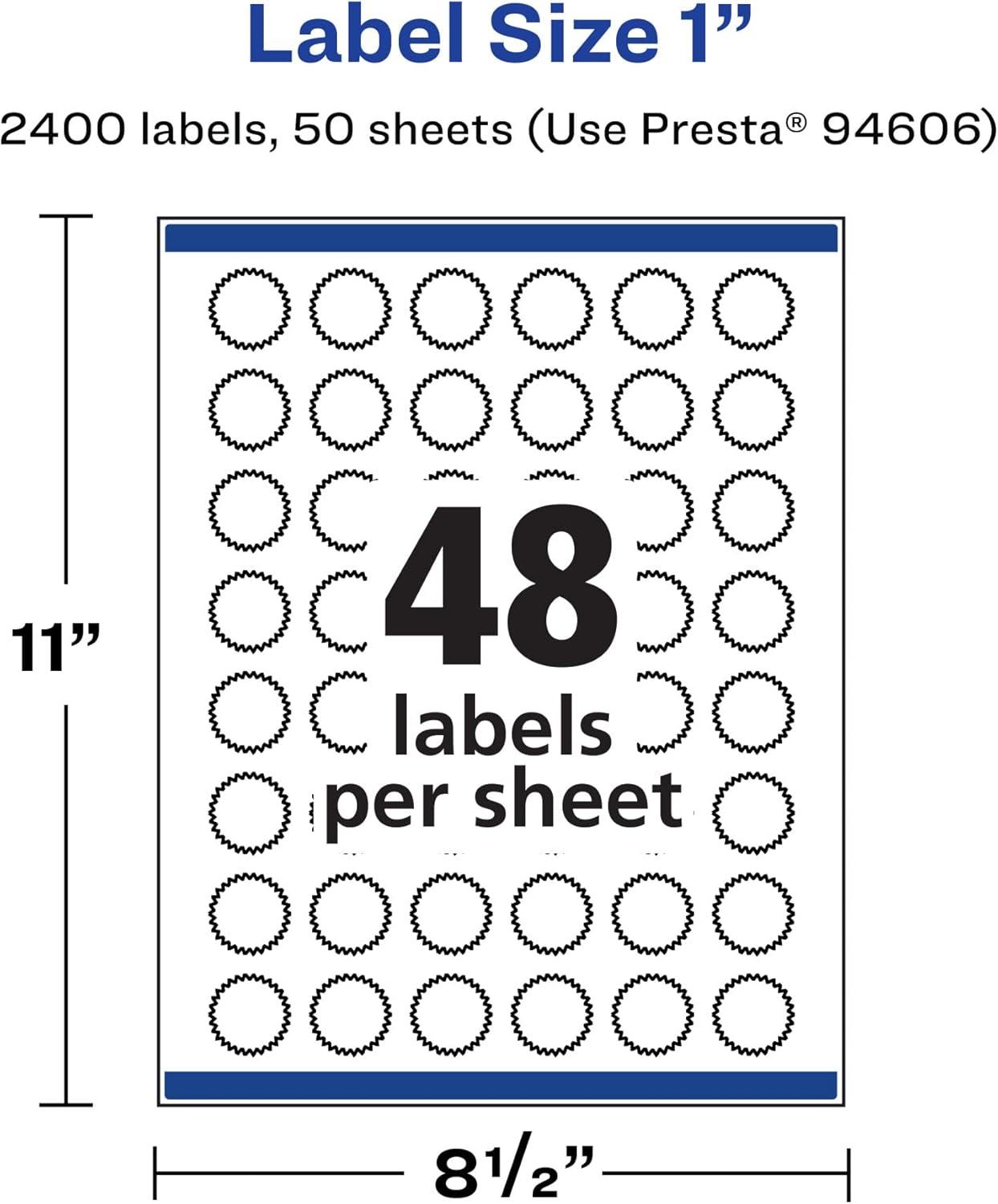 imageAvery Durable Waterproof Starburst Labels Sure Feed Technology 1quot 480 Total Oil and TearResistant Waterproof Labels PrinttoTheEdge LaserPigmentBased Inkjet Printable2 400 labels