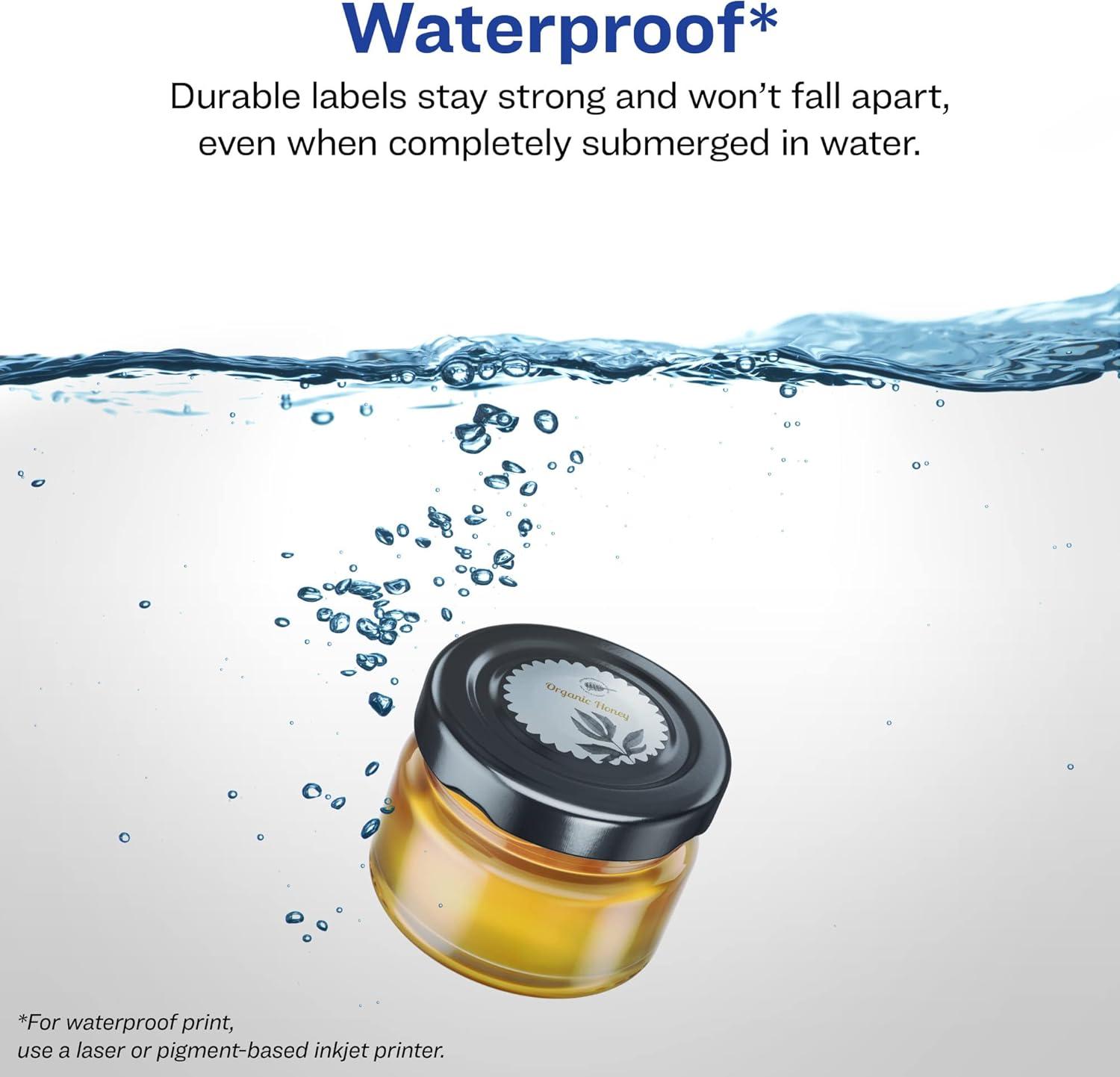 imageAvery Durable Waterproof Starburst Labels Sure Feed Technology 1quot 480 Total Oil and TearResistant Waterproof Labels PrinttoTheEdge LaserPigmentBased Inkjet Printable4 800 labels