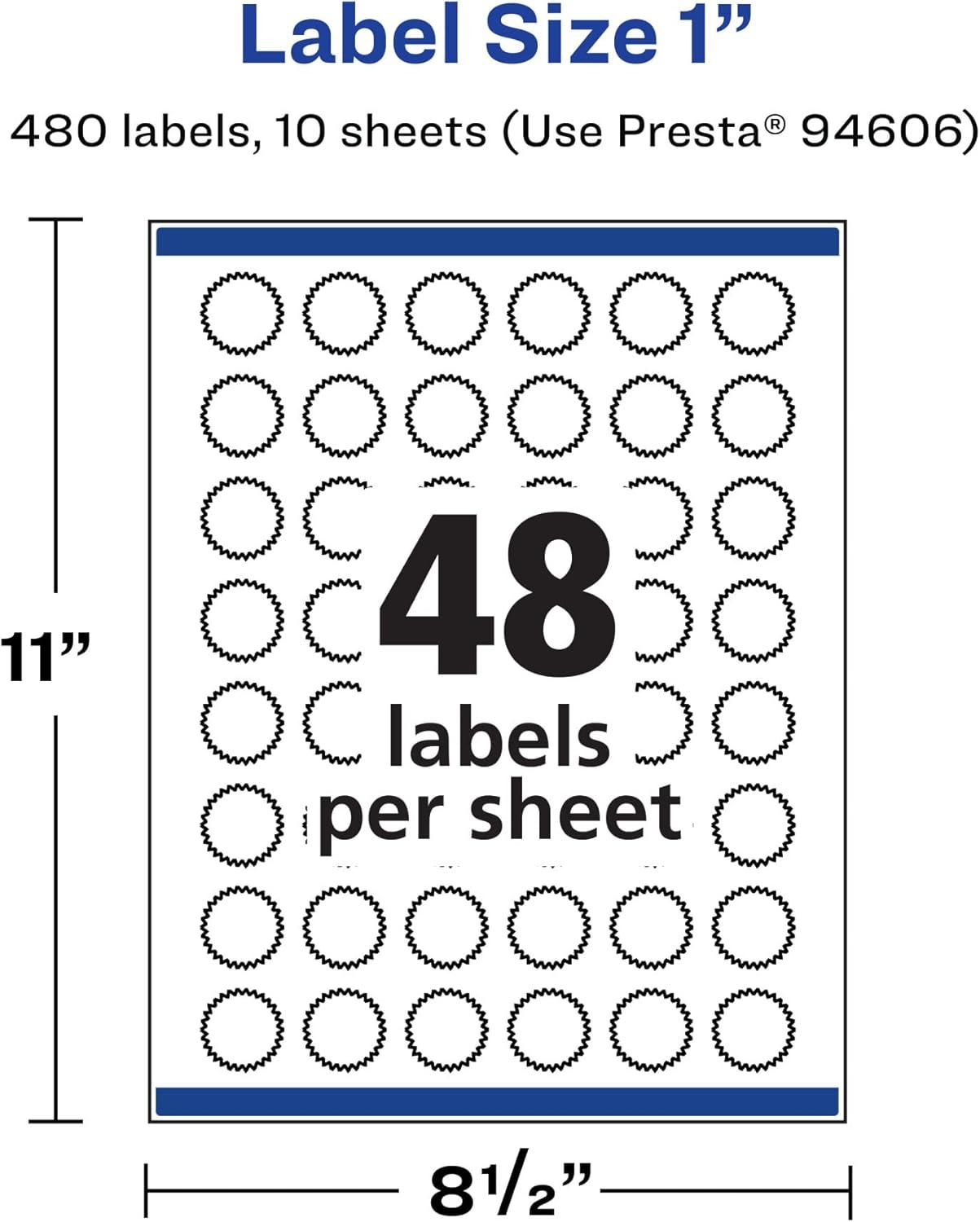 imageAvery Durable Waterproof Starburst Labels Sure Feed Technology 1quot 480 Total Oil and TearResistant Waterproof Labels PrinttoTheEdge LaserPigmentBased Inkjet Printable480 labels