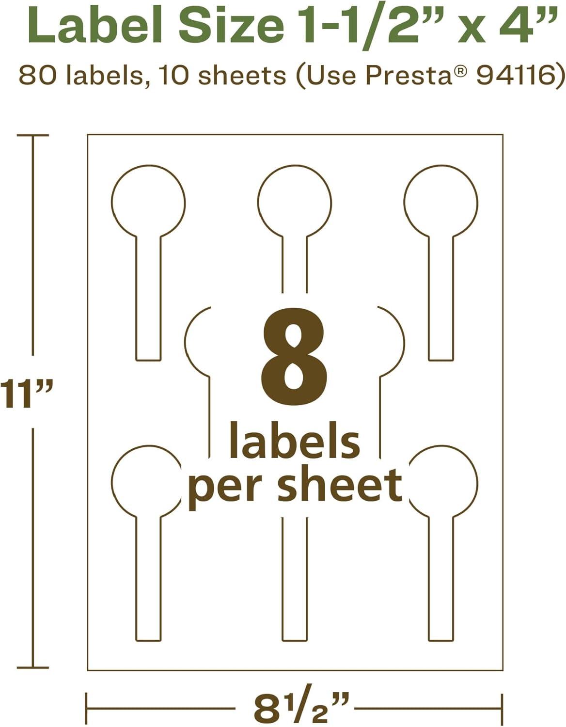 imageAvery EcoFriendly Matte White Recycled Lollipop Labels 15quot x 4quot PrinttoTheEdge Matte White Labels Permanent Adhesive LaserInkjet Printable 80 Total80 labels