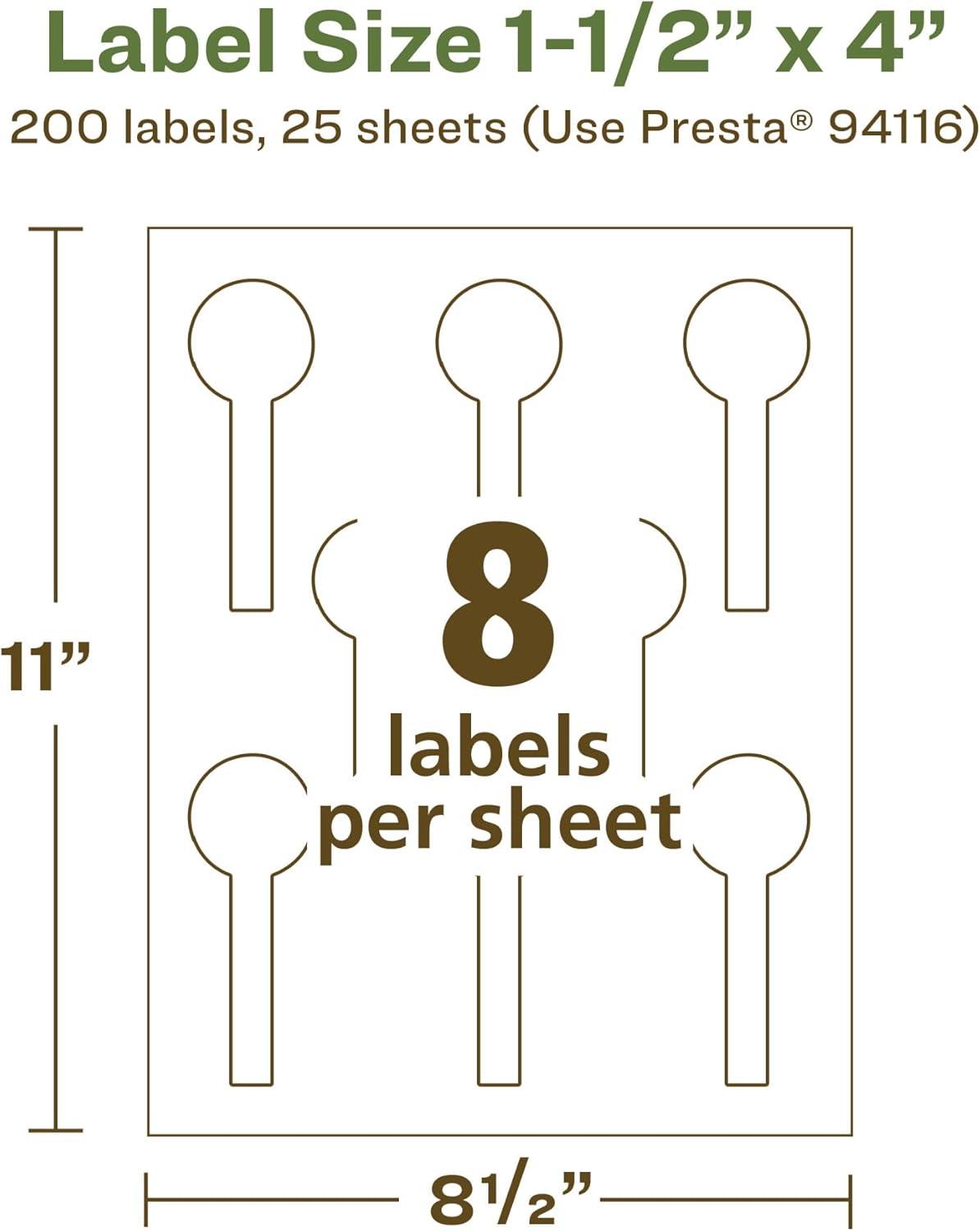 imageAvery EcoFriendly Matte White Recycled Lollipop Labels 15quot x 4quot PrinttoTheEdge Matte White Labels Permanent Adhesive LaserInkjet Printable 80 Total200 labels