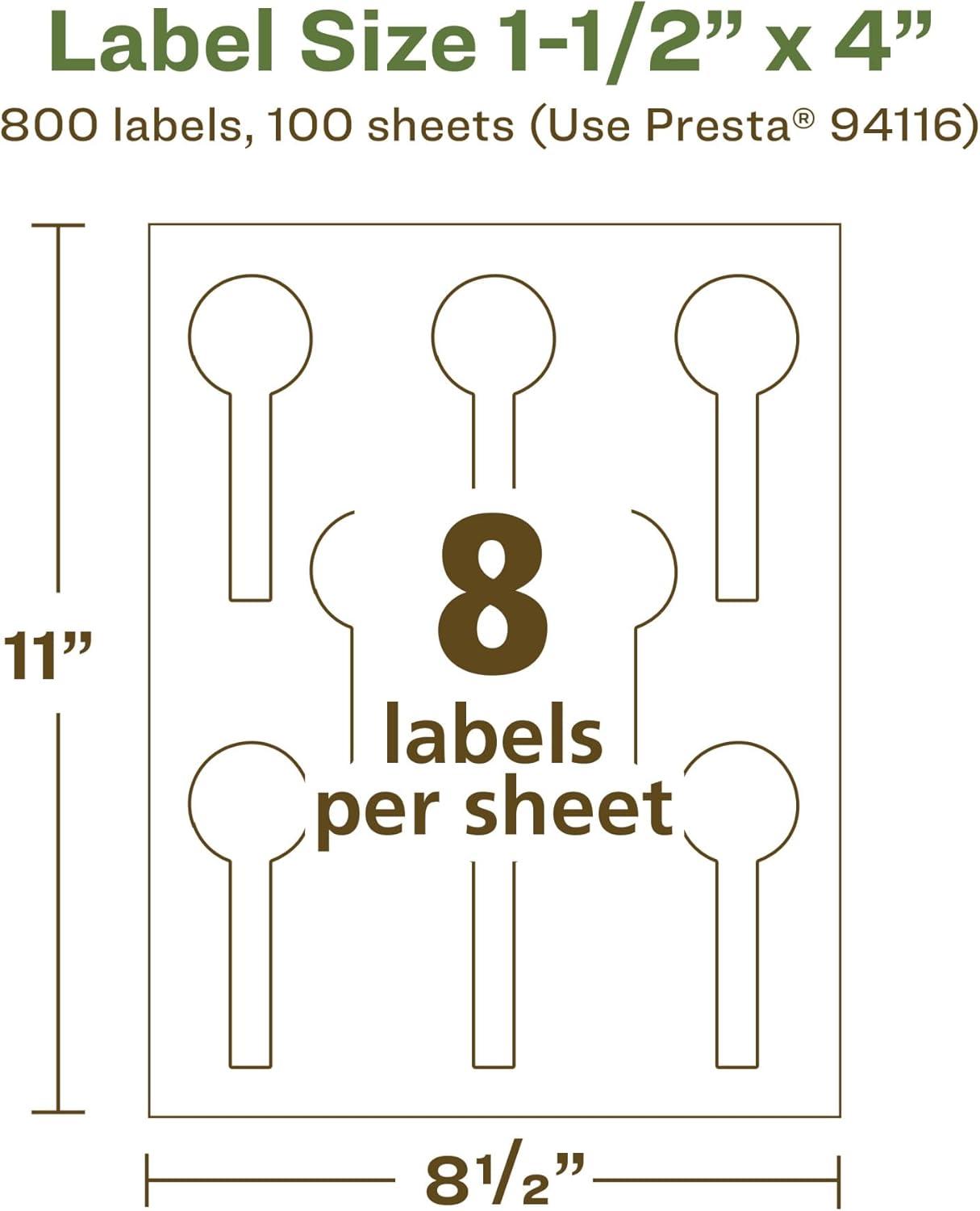 imageAvery EcoFriendly Matte White Recycled Lollipop Labels 15quot x 4quot PrinttoTheEdge Matte White Labels Permanent Adhesive LaserInkjet Printable 80 Total800 labels