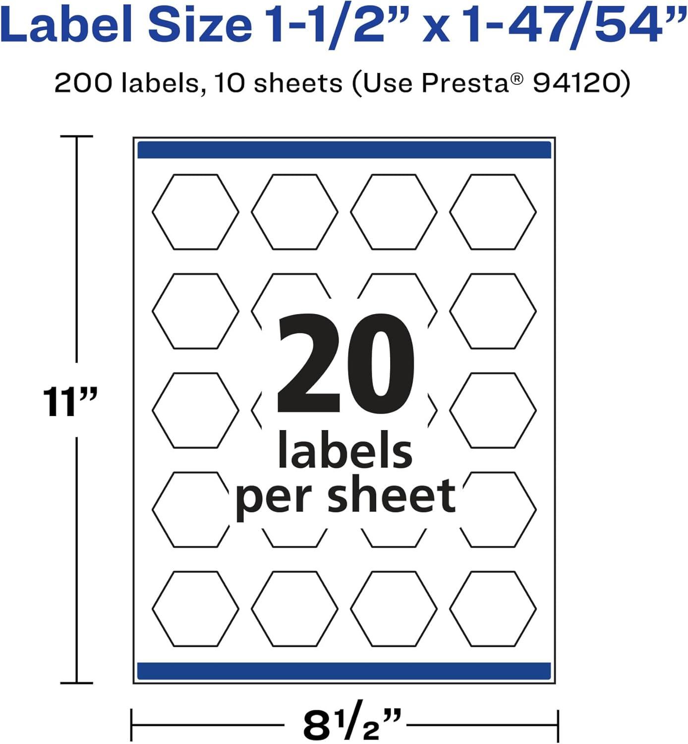 imageAvery Glossy Clear Hexagon Labels Sure Feed Technology 112quot x 14754quot 200 Glossy Clear Labels PrinttoTheEdge LaserInkjet Printable200 labels