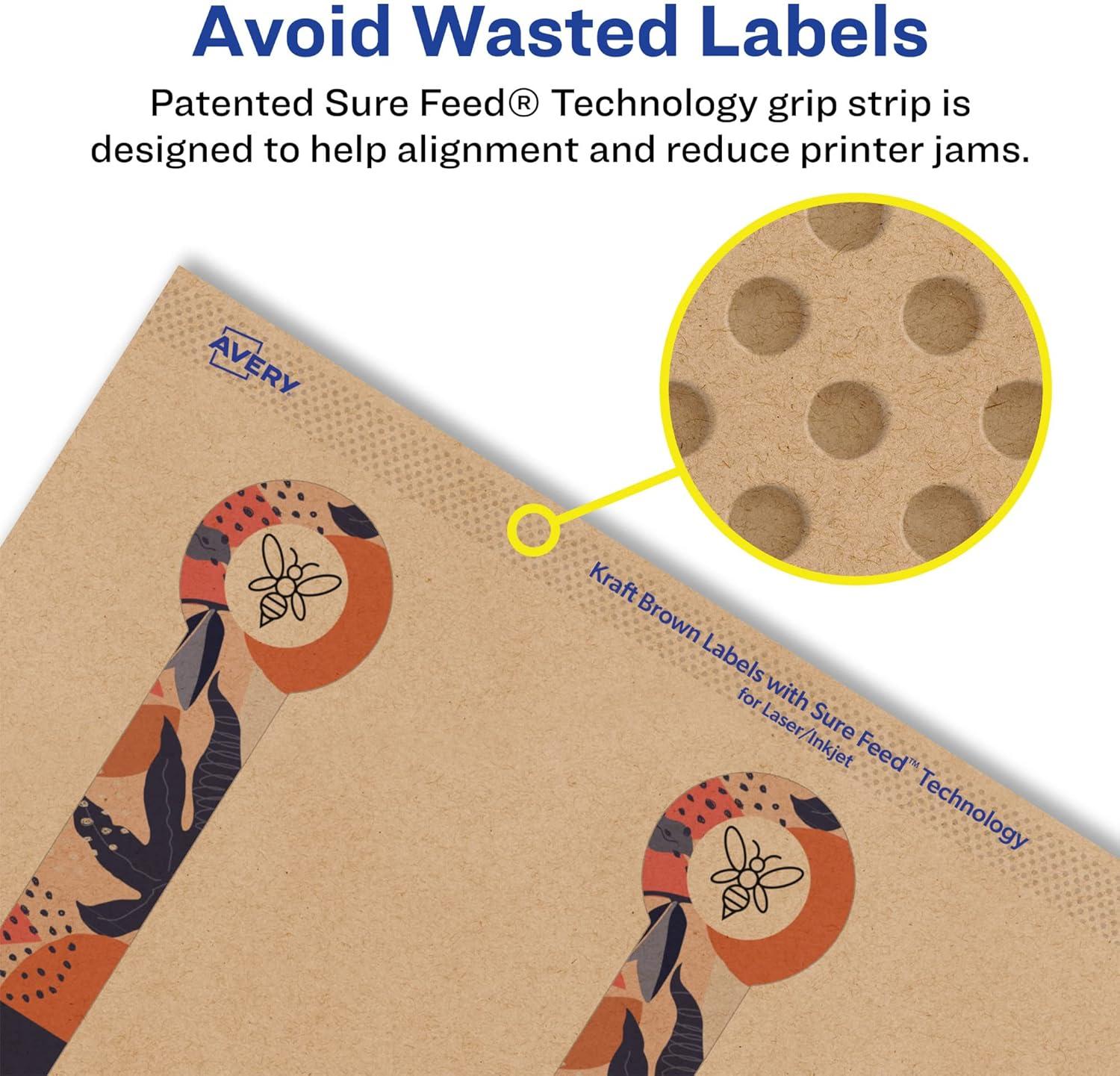 imageAvery Kraft Brown Lollipop Labels Sure Feed Technology 1quot x 4quot 120 Kraft Brown Labels PrinttoTheEdge LaserInkjet Printable120 labels