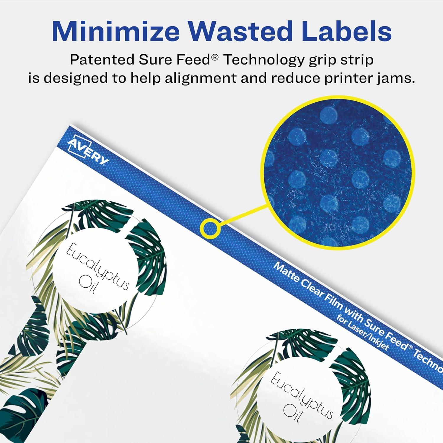 imageAvery Matte Clear Lollipop Labels Sure Feed Technology 15quot x 4quot 200 Matte Clear Labels PrinttoTheEdge LaserInkjet Printable800 labels