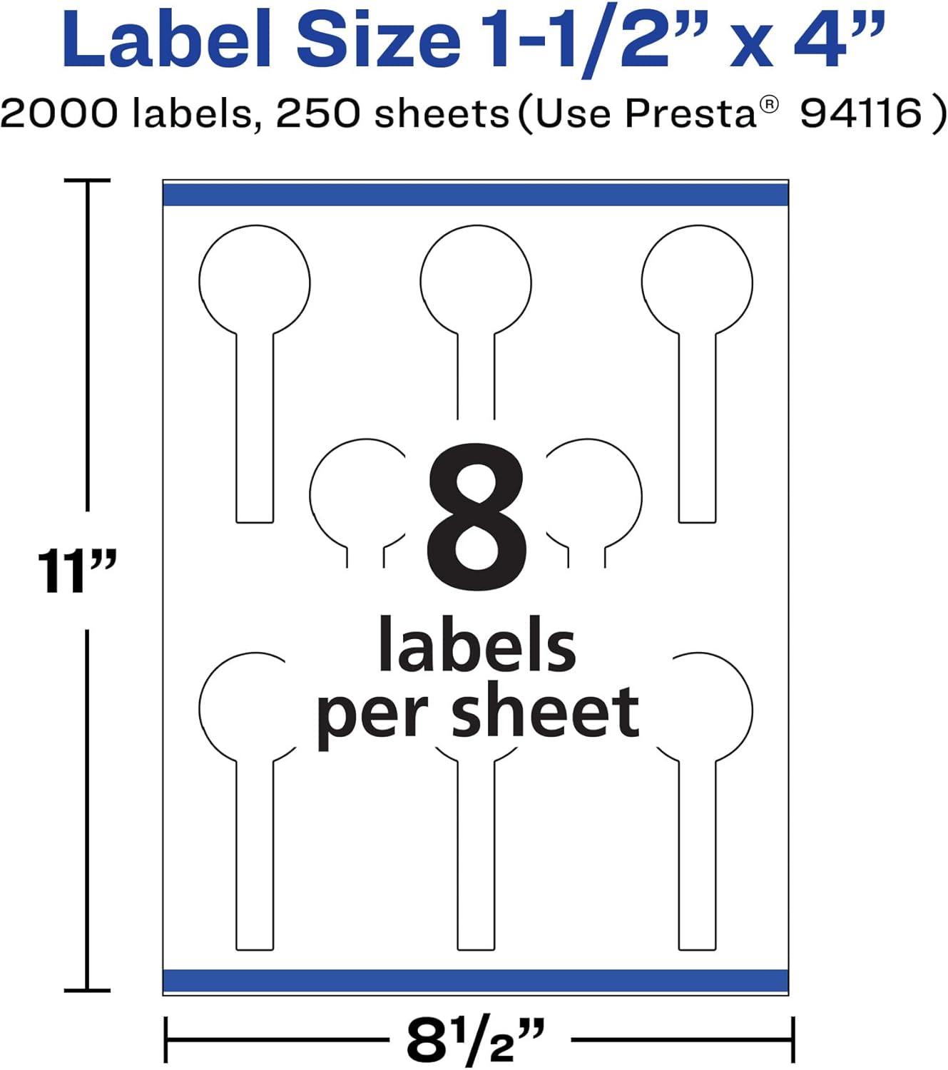 imageAvery Matte White Lollipop Labels Sure Feed Technology 15quot x 4quot 200 White Labels PrinttoTheEdge Permanent Adhesive LaserInkjet Printable2 000 labels