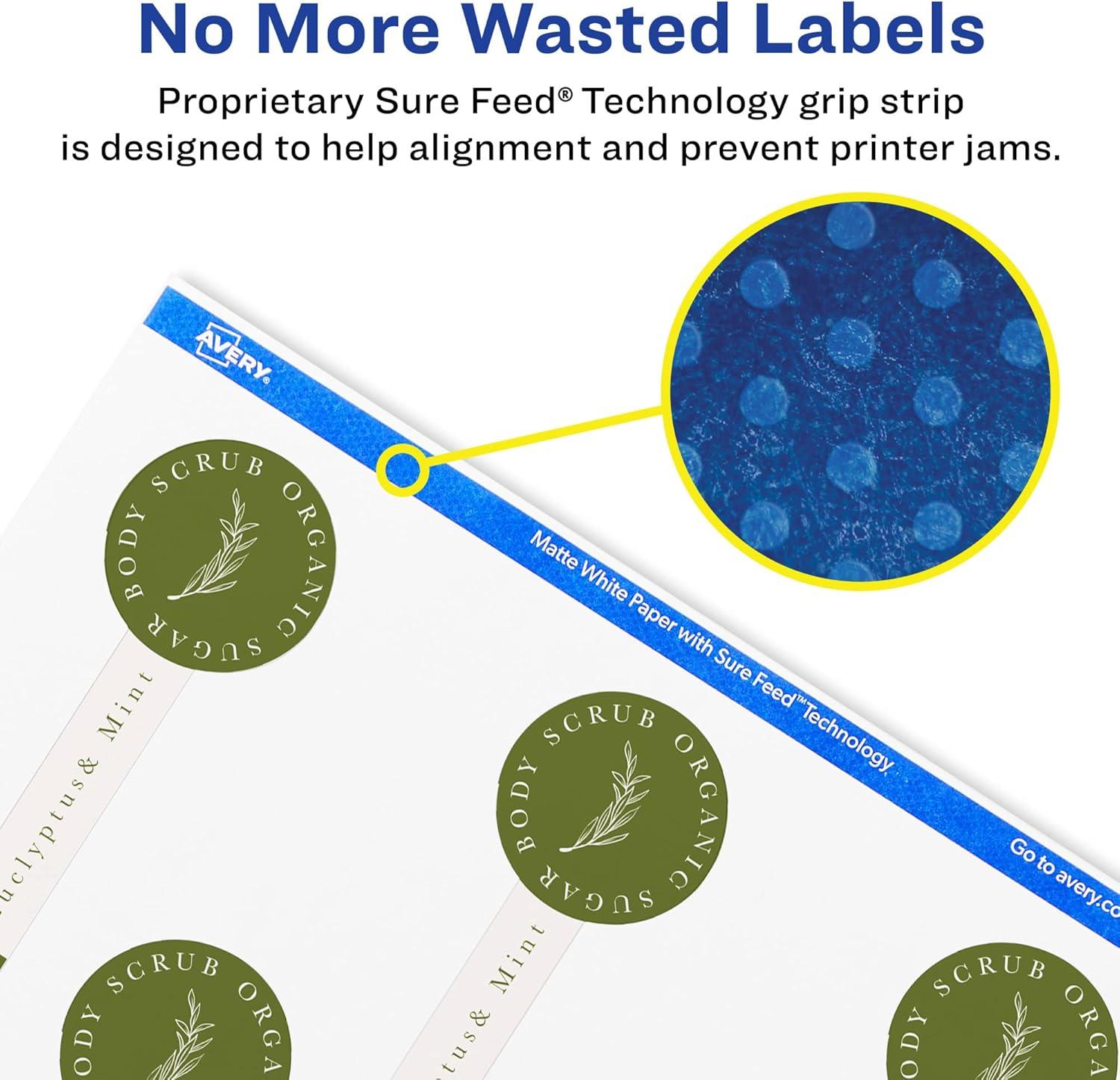imageAvery Matte White Lollipop Labels Sure Feed Technology 15quot x 4quot 200 White Labels PrinttoTheEdge Permanent Adhesive LaserInkjet Printable2 000 labels