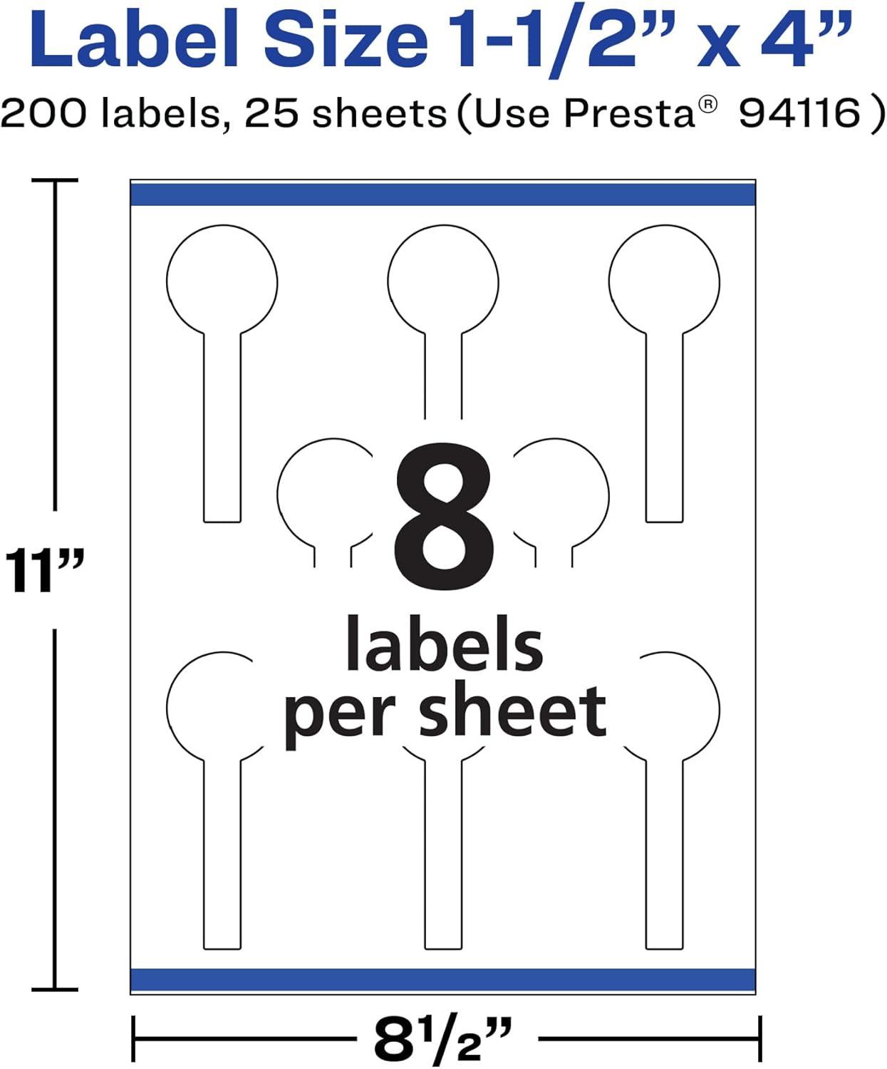imageAvery Matte White Lollipop Labels Sure Feed Technology 15quot x 4quot 200 White Labels PrinttoTheEdge Permanent Adhesive LaserInkjet Printable200 labels