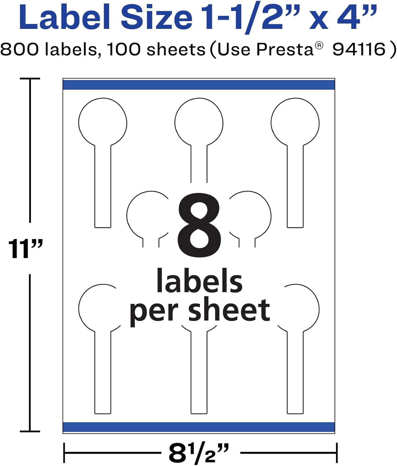 imageAvery Matte White Lollipop Labels Sure Feed Technology 15quot x 4quot 200 White Labels PrinttoTheEdge Permanent Adhesive LaserInkjet Printable800 labels