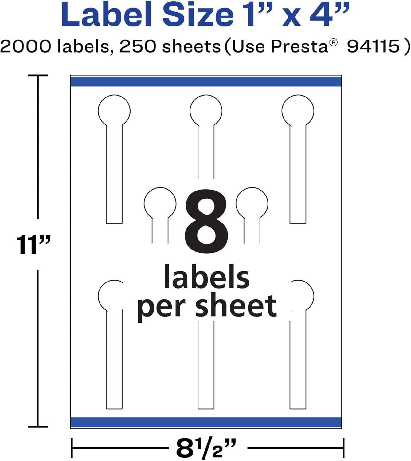 imageAvery Matte White Lollipop Labels Sure Feed Technology 1quot x 4quot 200 White Labels PrinttoTheEdge Permanent Adhesive LaserInkjet Printable2 000 labels