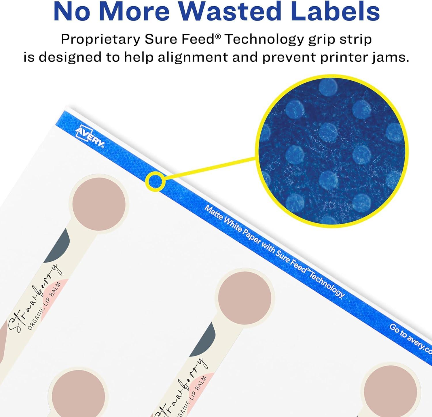 imageAvery Matte White Lollipop Labels Sure Feed Technology 1quot x 4quot 200 White Labels PrinttoTheEdge Permanent Adhesive LaserInkjet Printable2 000 labels