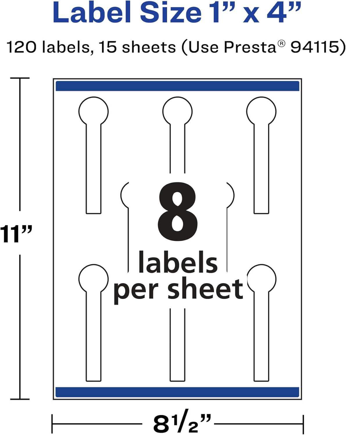 imageAvery Matte White Removable Lollipop Labels Sure Feed Technology PrinttoTheEdge 1quot x 4quot 120 Removable Labels LaserInkjet Printable120 labels