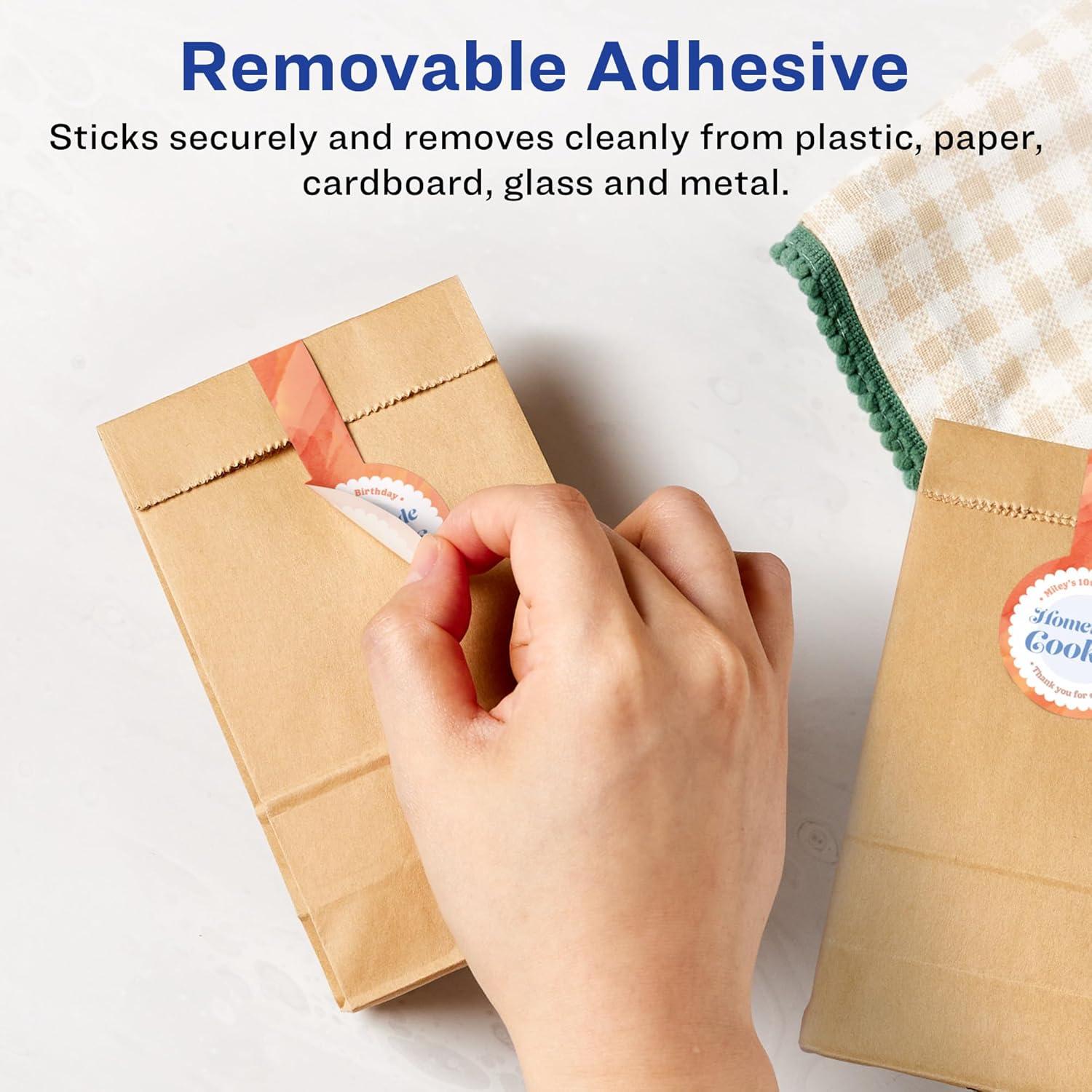 imageAvery Matte White Removable Lollipop Labels Sure Feed Technology PrinttoTheEdge 1quot x 4quot 120 Removable Labels LaserInkjet Printable120 labels