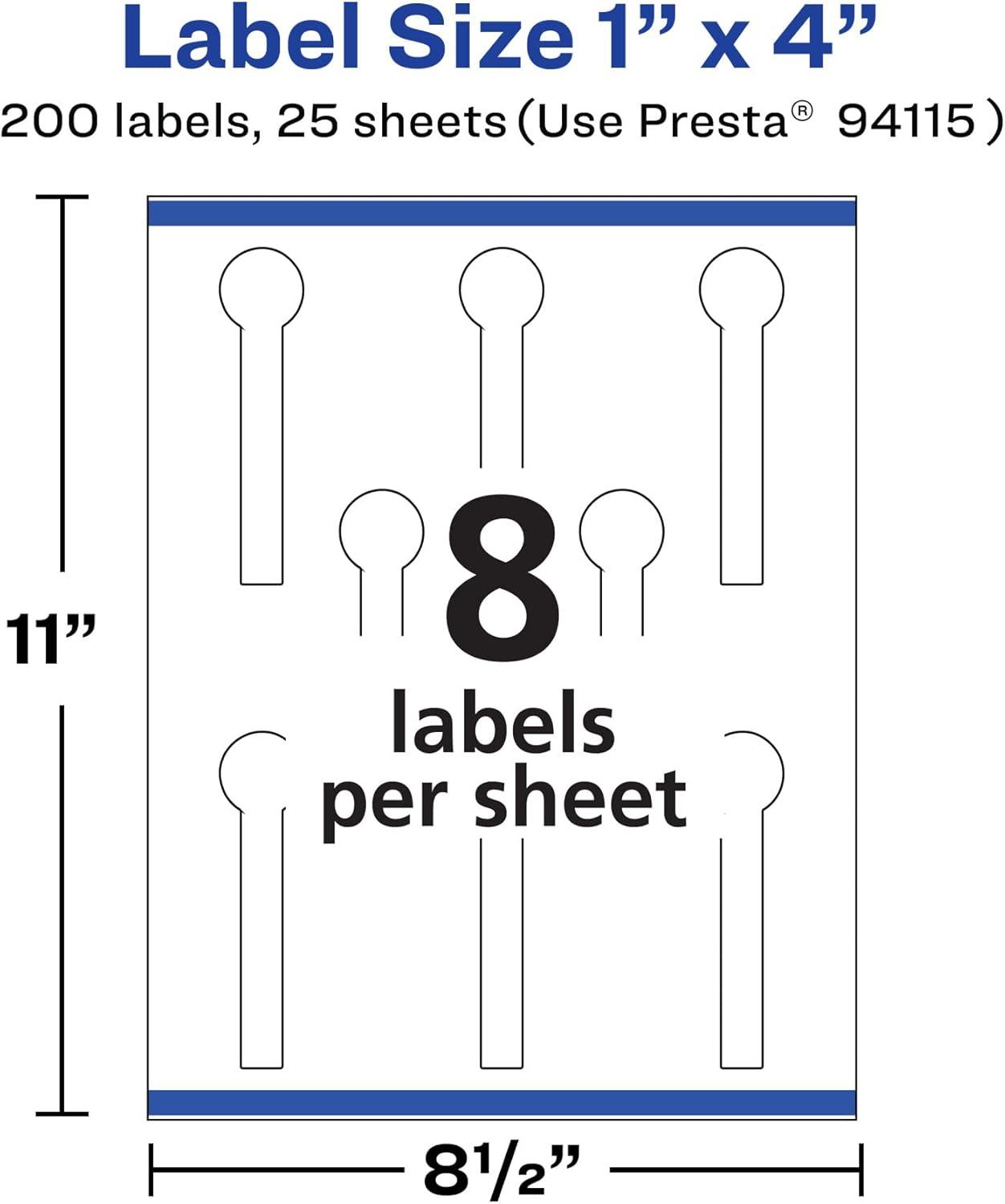 imageAvery Matte White Removable Lollipop Labels Sure Feed Technology PrinttoTheEdge 1quot x 4quot 120 Removable Labels LaserInkjet Printable200 labels