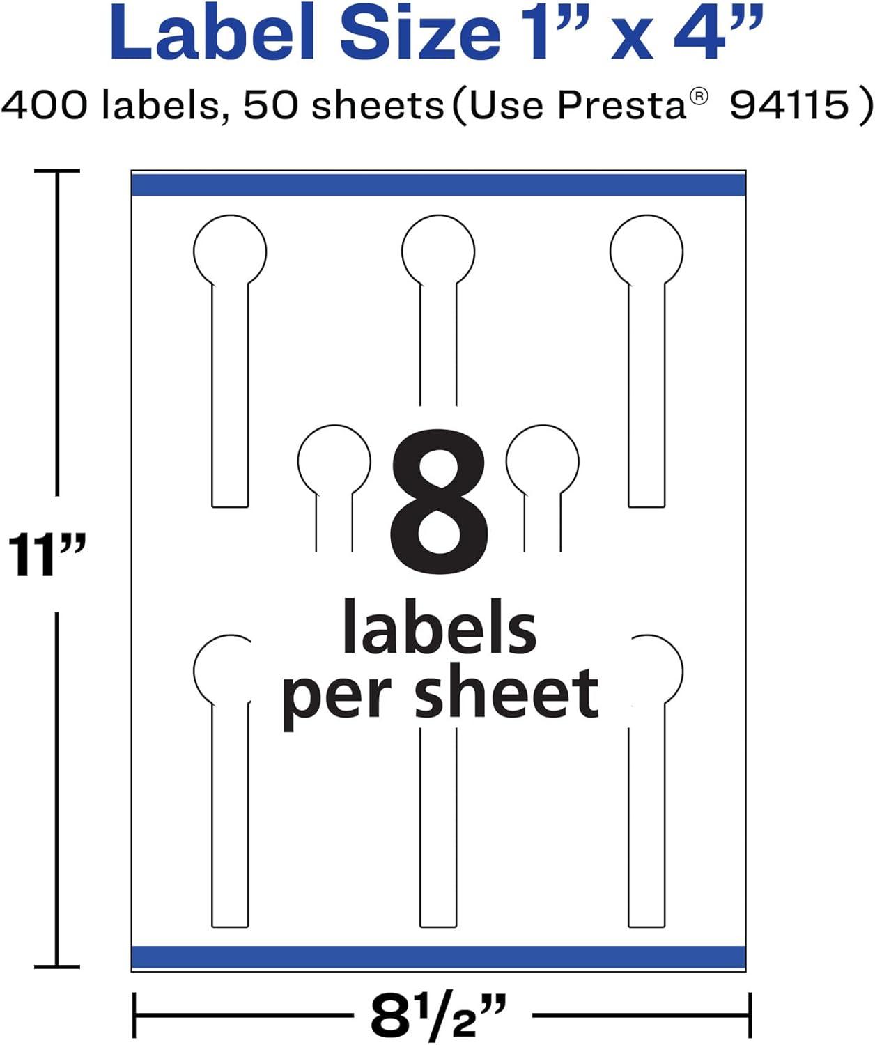 imageAvery Matte White Removable Lollipop Labels Sure Feed Technology PrinttoTheEdge 1quot x 4quot 120 Removable Labels LaserInkjet Printable400 labels