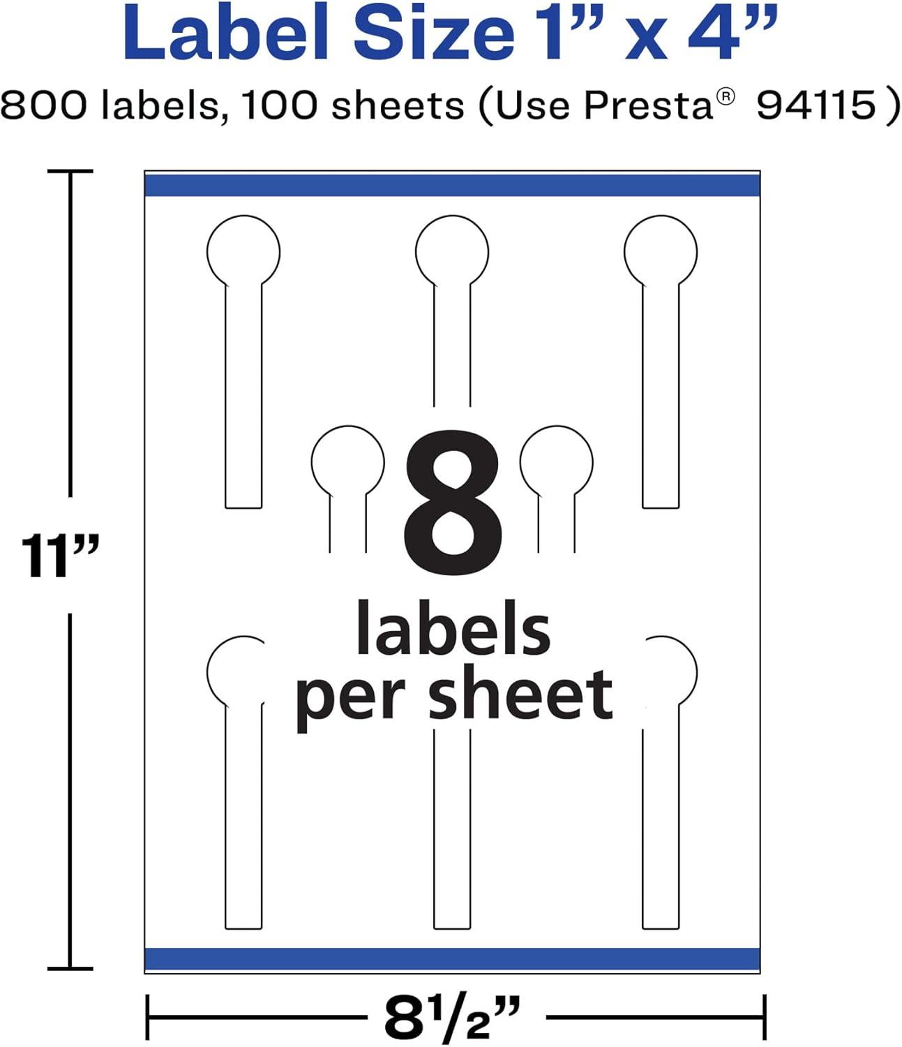 imageAvery Matte White Removable Lollipop Labels Sure Feed Technology PrinttoTheEdge 1quot x 4quot 120 Removable Labels LaserInkjet Printable800 labels