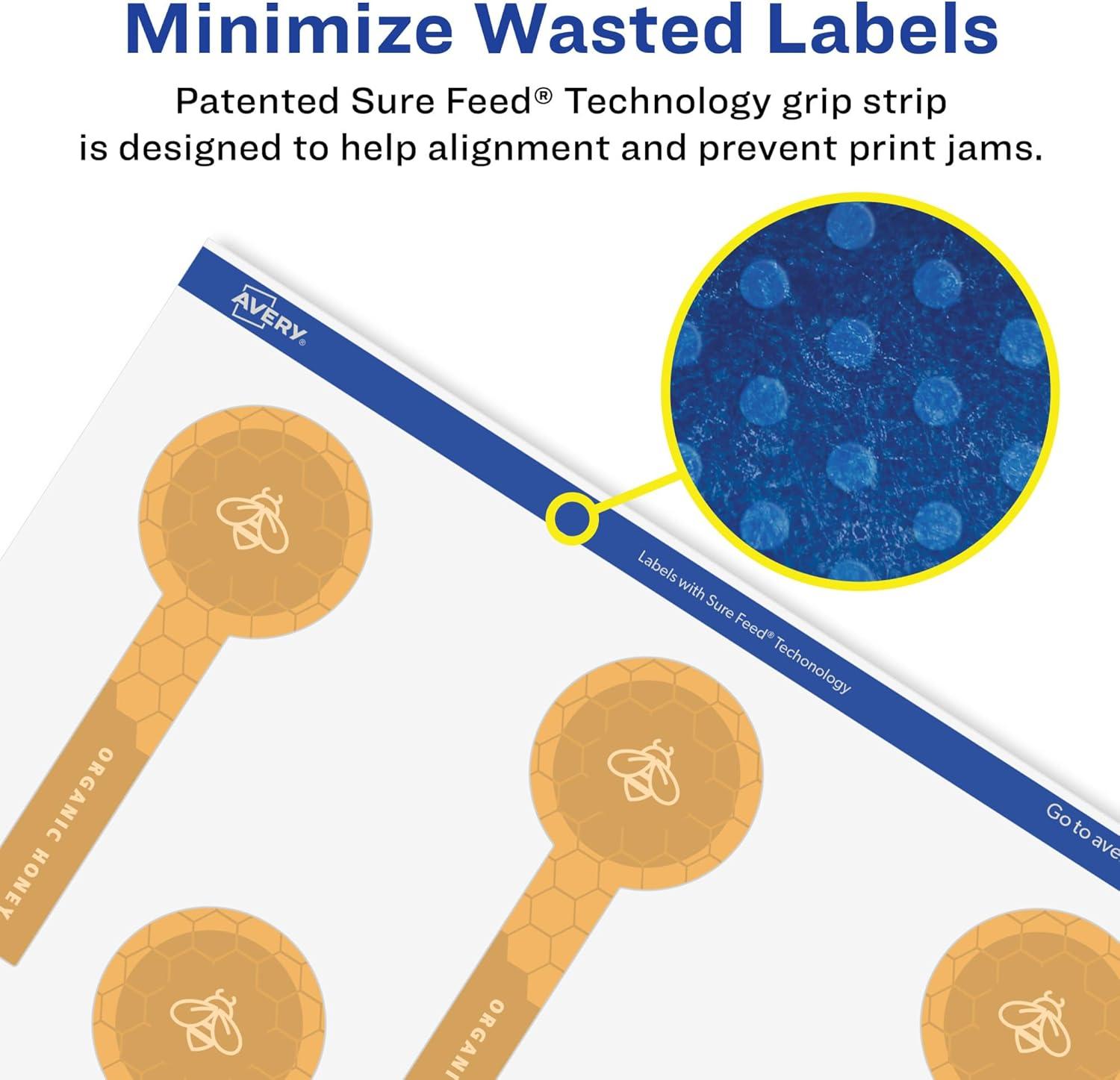 imageAvery Matte White Removable Lollipop Labels Sure Feed Technology PrinttoTheEdge 1quot x 4quot 120 Removable Labels LaserInkjet Printable800 labels