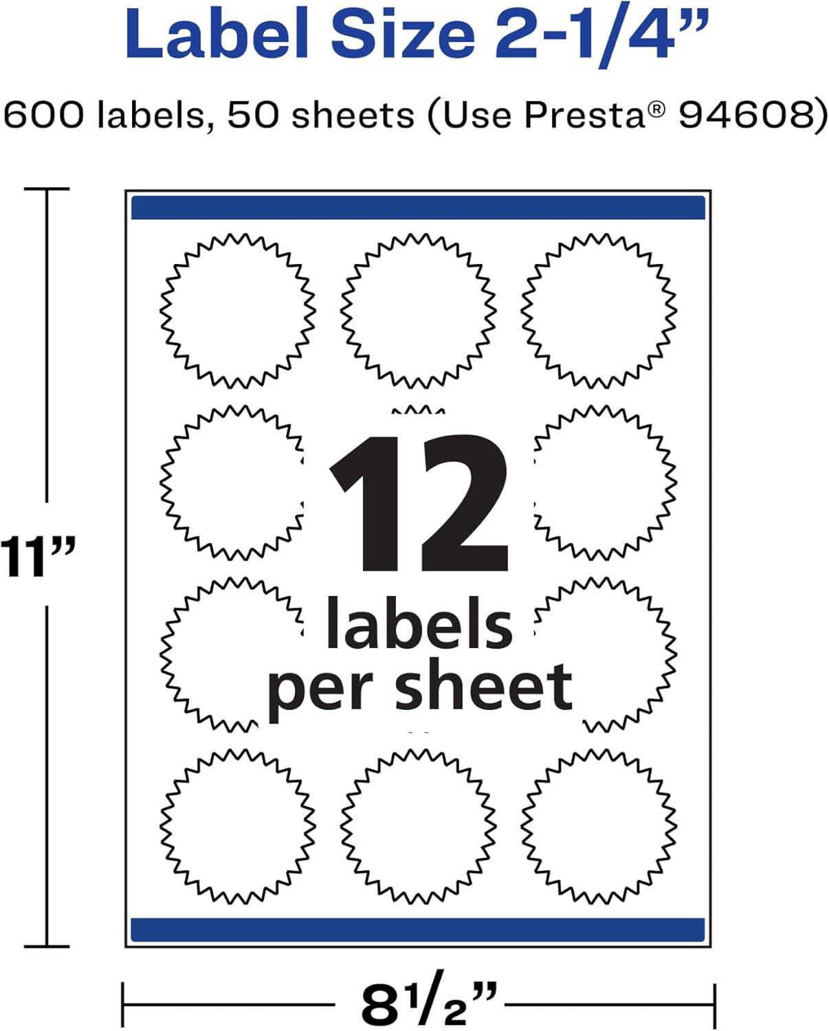 imageAvery Matte White Starburst Labels Sure Feed Technology 225quot 300 Matte White Printable Labels600 Labels