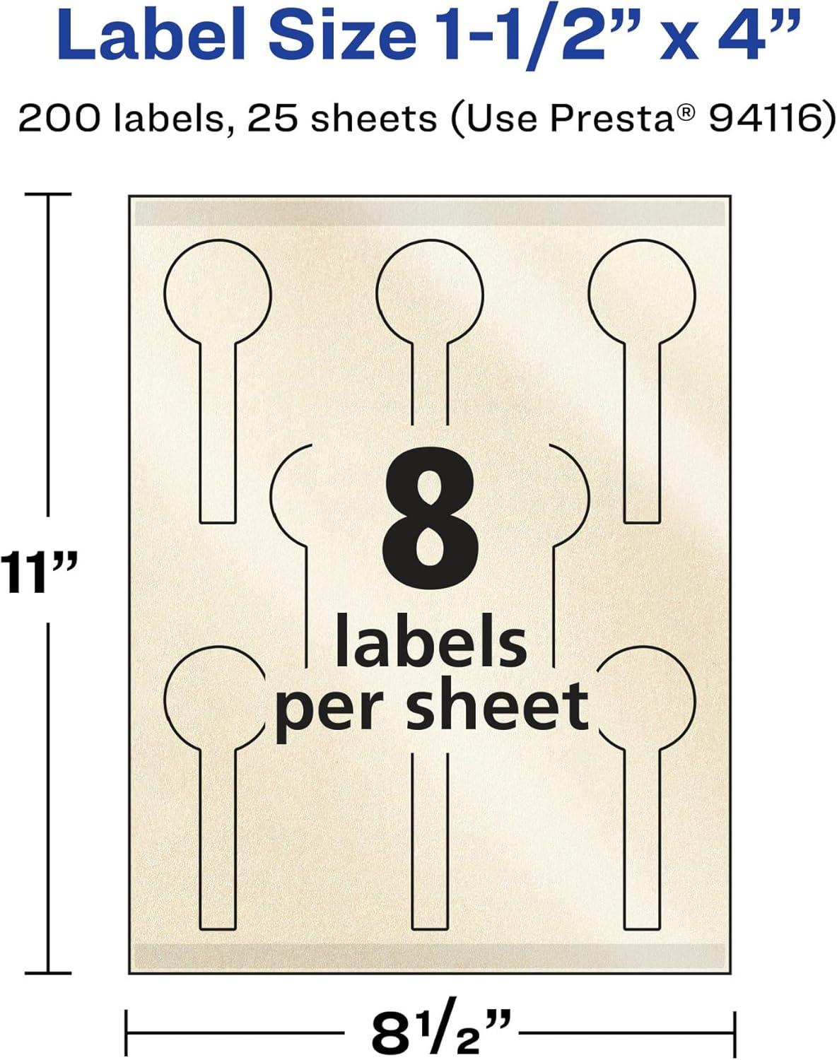 imageAvery Pearlized Ivory Lollipop Labels Sure Feed Technology PrinttoTheEdge 15quot x 4quot 200 Pearlized Ivory Labels LaserInkjet Printable200 labels