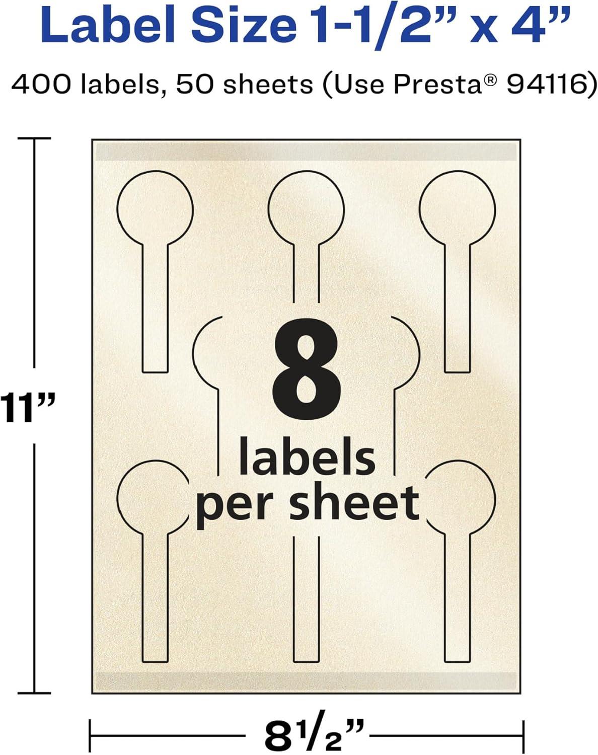 imageAvery Pearlized Ivory Lollipop Labels Sure Feed Technology PrinttoTheEdge 15quot x 4quot 200 Pearlized Ivory Labels LaserInkjet Printable400 labels