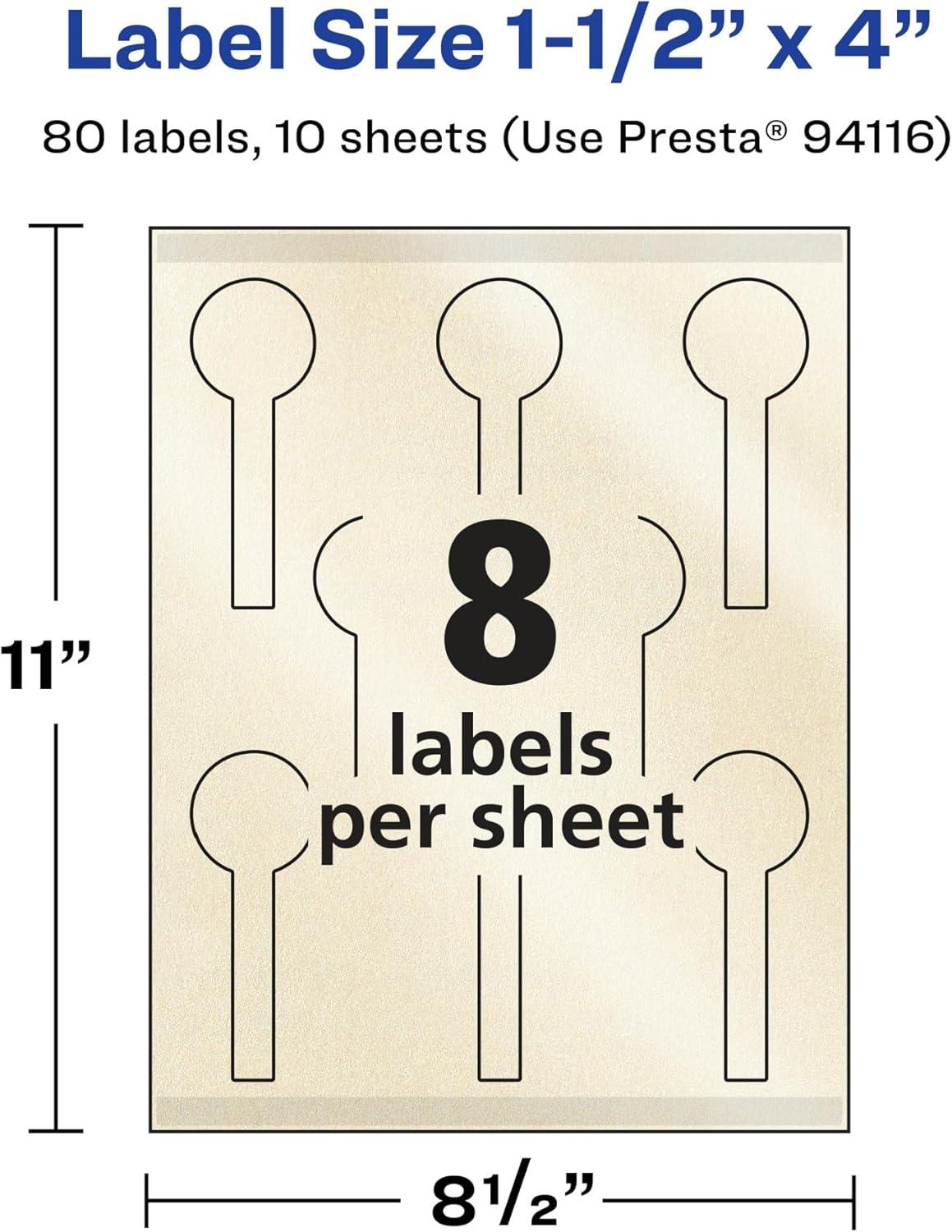 imageAvery Pearlized Ivory Lollipop Labels Sure Feed Technology PrinttoTheEdge 15quot x 4quot 200 Pearlized Ivory Labels LaserInkjet Printable80 labels