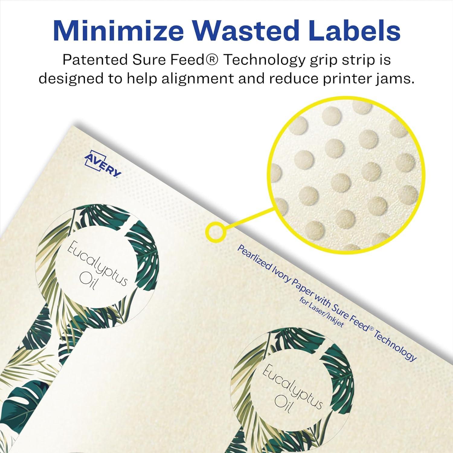 imageAvery Pearlized Ivory Lollipop Labels Sure Feed Technology PrinttoTheEdge 15quot x 4quot 200 Pearlized Ivory Labels LaserInkjet Printable800 labels