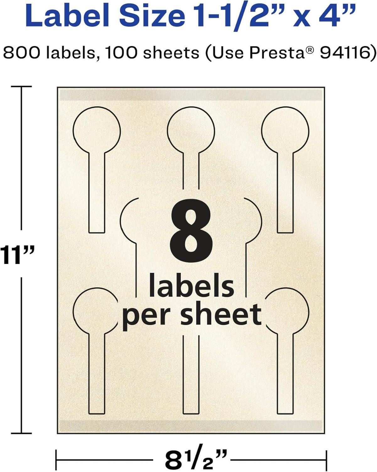 imageAvery Pearlized Ivory Lollipop Labels Sure Feed Technology PrinttoTheEdge 15quot x 4quot 200 Pearlized Ivory Labels LaserInkjet Printable800 labels