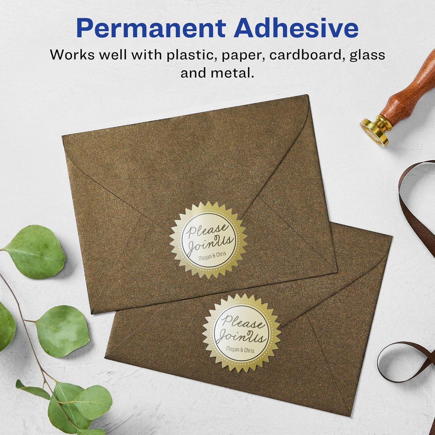 imageAvery Pearlized Ivory Starburst Labels Sure Feed Technology PrinttoTheEdge 3quot 150 Pearlized Ivory Labels LaserInkjet Printable600 labels