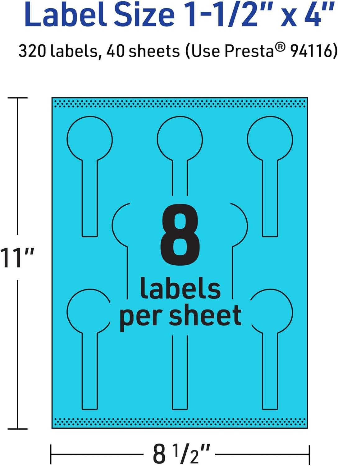 imageAvery Printable Lollipop Labels Sure Feed Technology 112quot x 4quot Bright Blue Labels PrinttoTheEdge LaserInkjet Printable 160 Total Great for Jars and Baking Seal Stickers320 labels