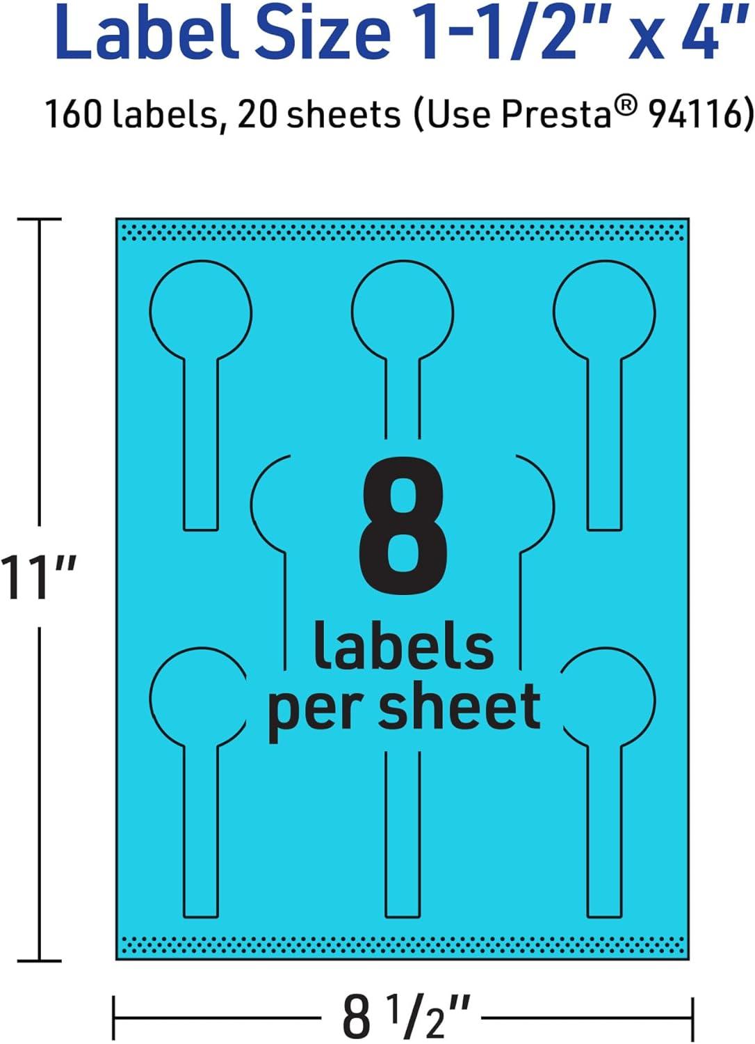 imageAvery Printable Lollipop Labels Sure Feed Technology 112quot x 4quot Bright Blue Labels PrinttoTheEdge LaserInkjet Printable 160 Total Great for Jars and Baking Seal Stickers160 labels