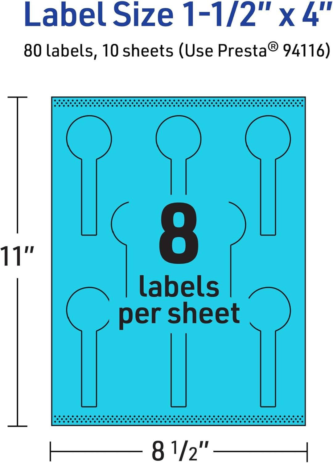 imageAvery Printable Lollipop Labels Sure Feed Technology 112quot x 4quot Bright Blue Labels PrinttoTheEdge LaserInkjet Printable 160 Total Great for Jars and Baking Seal Stickers80 labels