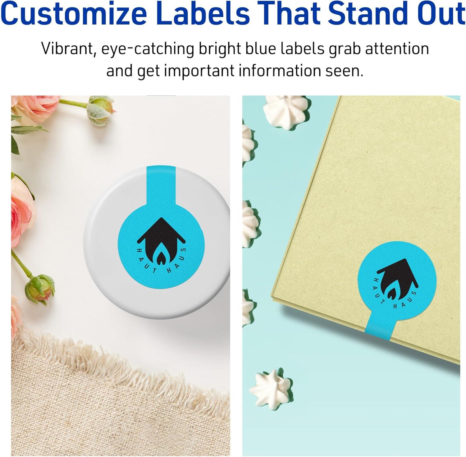imageAvery Printable Lollipop Labels Sure Feed Technology 112quot x 4quot Bright Blue Labels PrinttoTheEdge LaserInkjet Printable 160 Total Great for Jars and Baking Seal Stickers320 labels