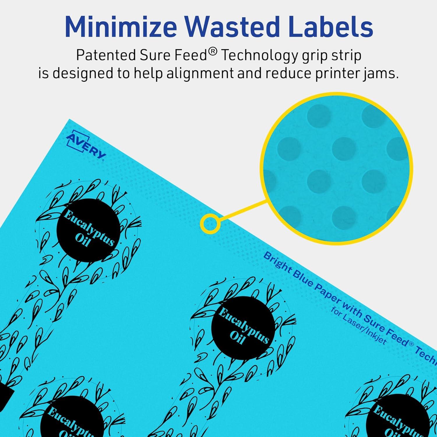 imageAvery Printable Lollipop Labels Sure Feed Technology 112quot x 4quot Bright Blue Labels PrinttoTheEdge LaserInkjet Printable 160 Total Great for Jars and Baking Seal Stickers320 labels