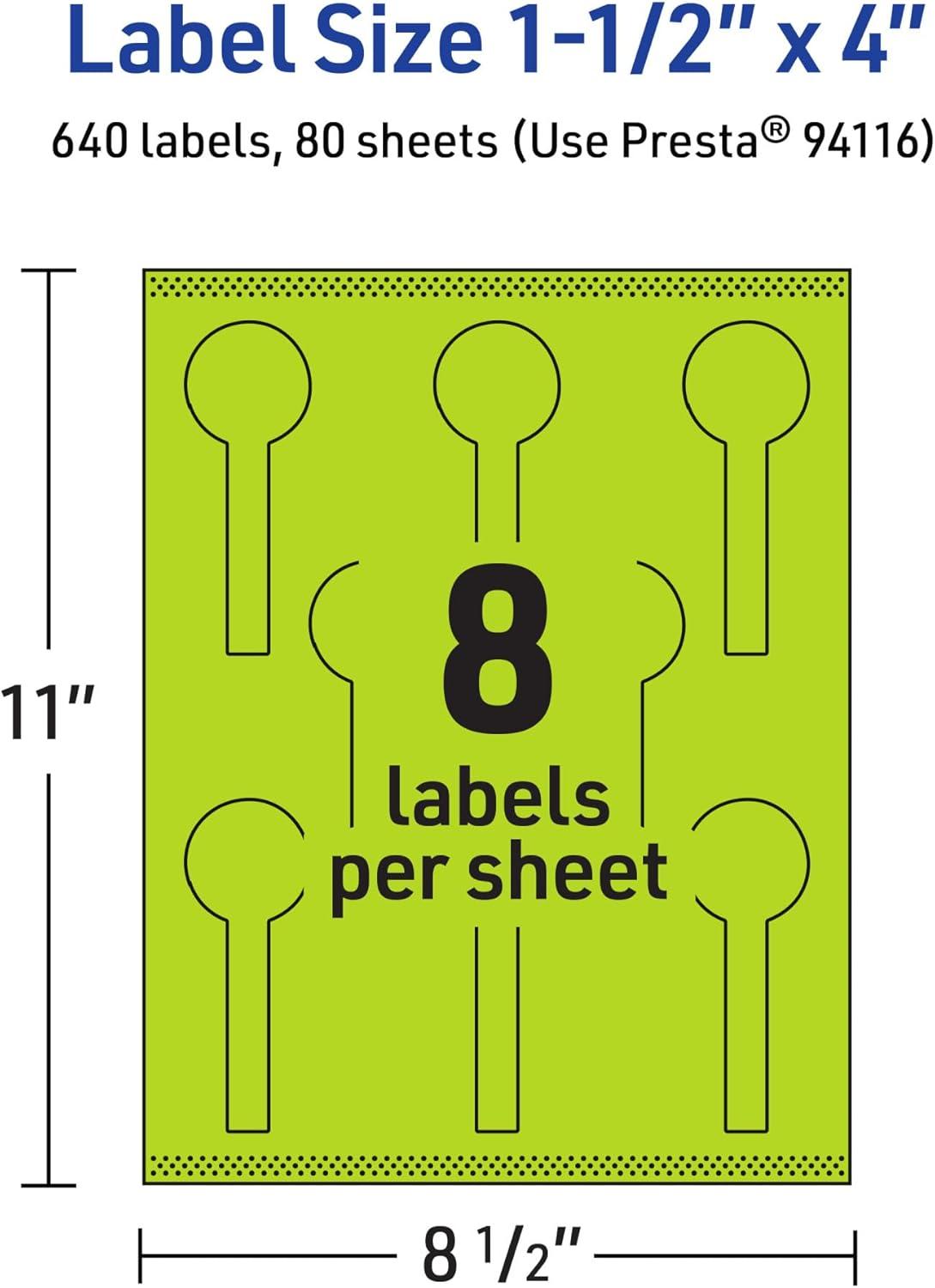 imageAvery Printable Lollipop Labels Sure Feed Technology 112quot x 4quot Bright Green Labels PrinttoTheEdge LaserInkjet Printable 80 Total Great for Jars and Baking Seal Stickers640 labels