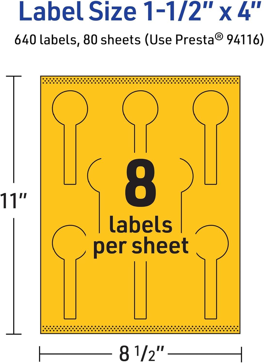 imageAvery Printable Lollipop Labels Sure Feed Technology 112quot x 4quot Bright Yellow Labels PrinttoTheEdge LaserInkjet Printable 160 Total Great for Jars and Baking Seal Stickers640 labels