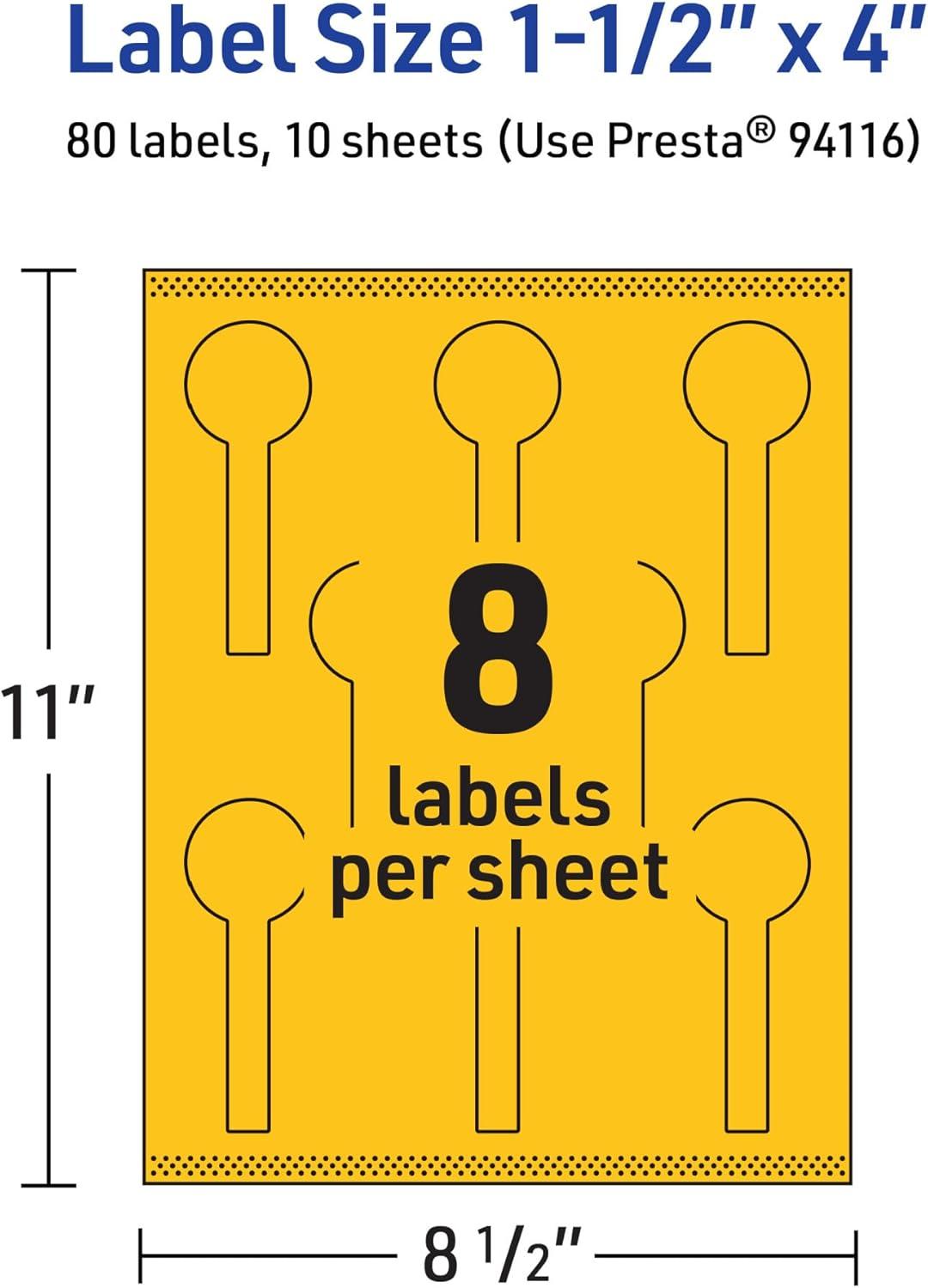 imageAvery Printable Lollipop Labels Sure Feed Technology 112quot x 4quot Bright Yellow Labels PrinttoTheEdge LaserInkjet Printable 160 Total Great for Jars and Baking Seal Stickers80 labels