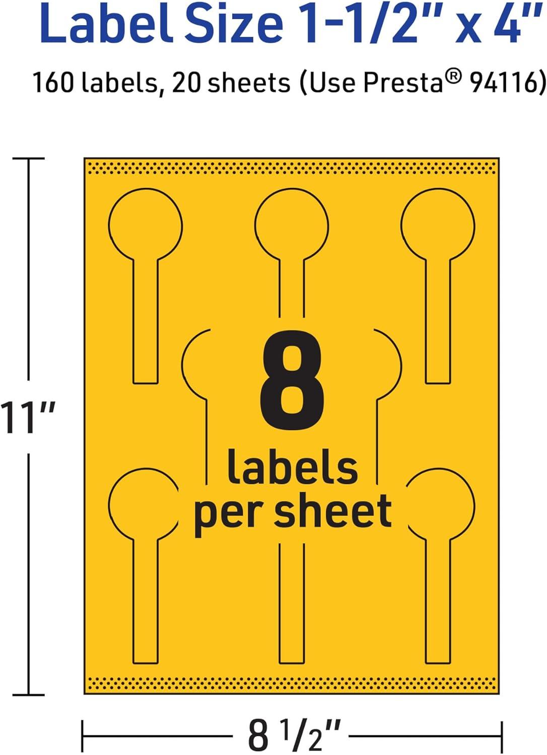 imageAvery Printable Lollipop Labels Sure Feed Technology 112quot x 4quot Bright Yellow Labels PrinttoTheEdge LaserInkjet Printable 160 Total Great for Jars and Baking Seal Stickers160 labels