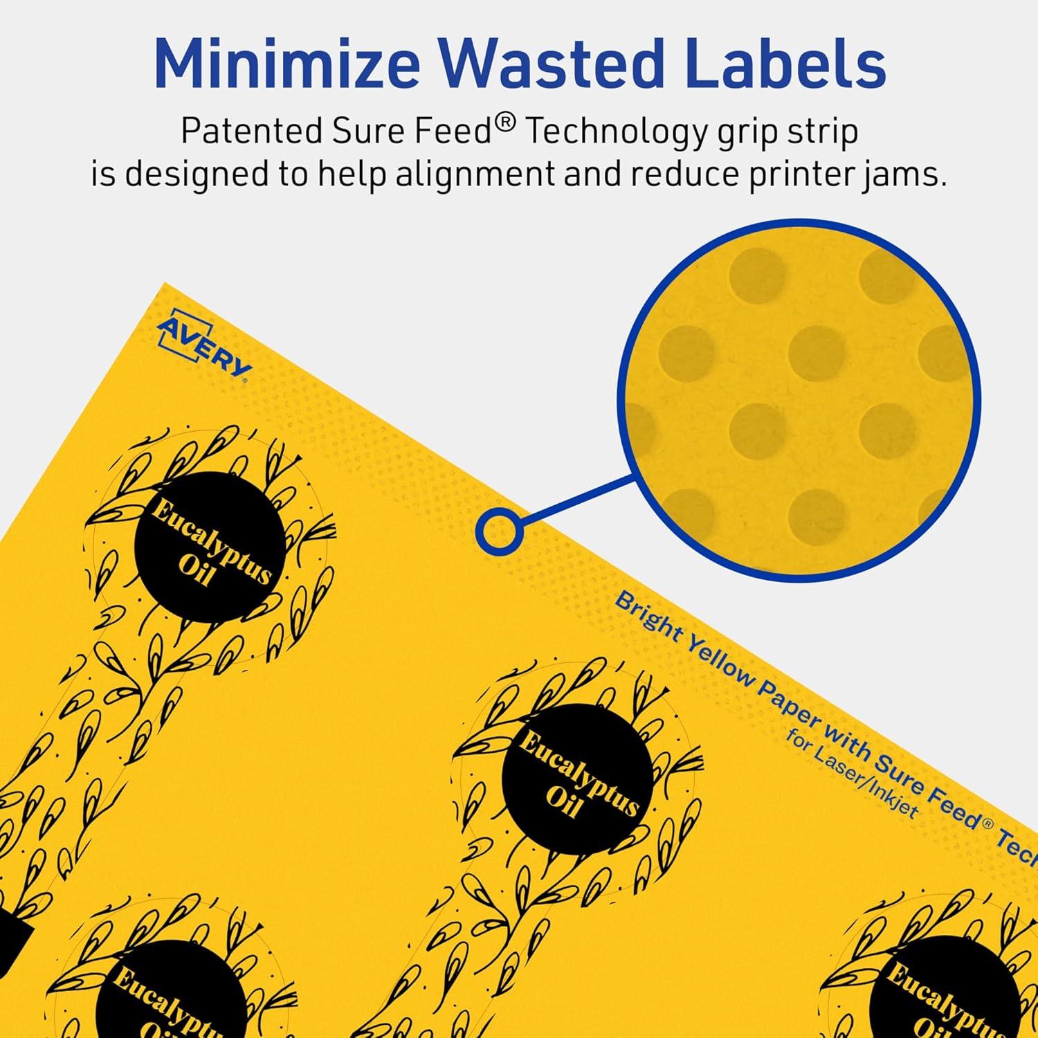 imageAvery Printable Lollipop Labels Sure Feed Technology 112quot x 4quot Bright Yellow Labels PrinttoTheEdge LaserInkjet Printable 160 Total Great for Jars and Baking Seal Stickers80 labels